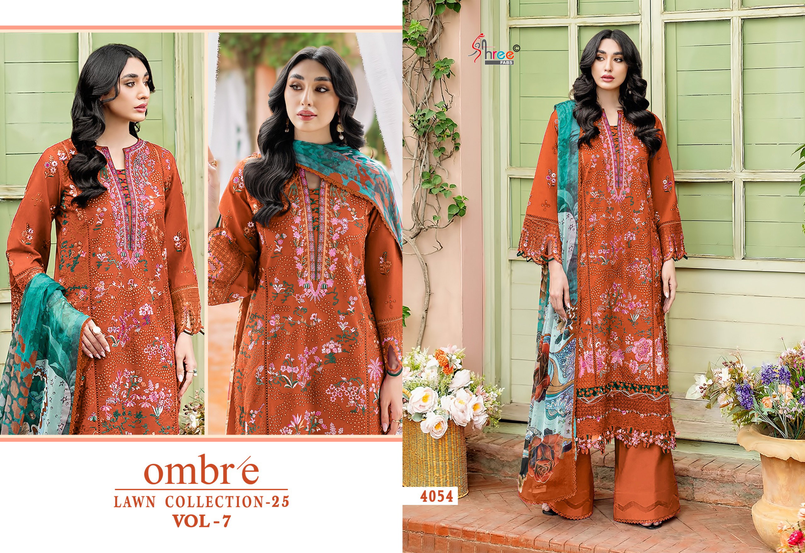 Shree Ombre Lawn Collection 25 Vol 7 Cotton Dupatta Pakistani Salwar Kameez