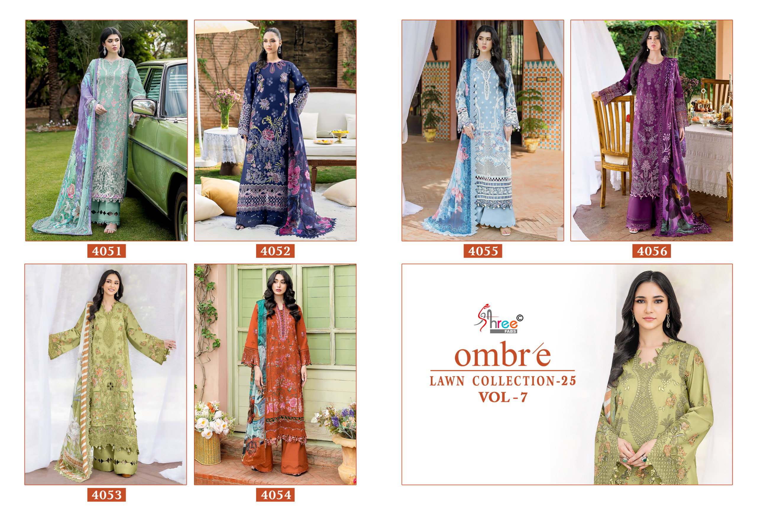 Shree Ombre Lawn Collection 25 Vol 7 Cotton Dupatta Pakistani Salwar Kameez