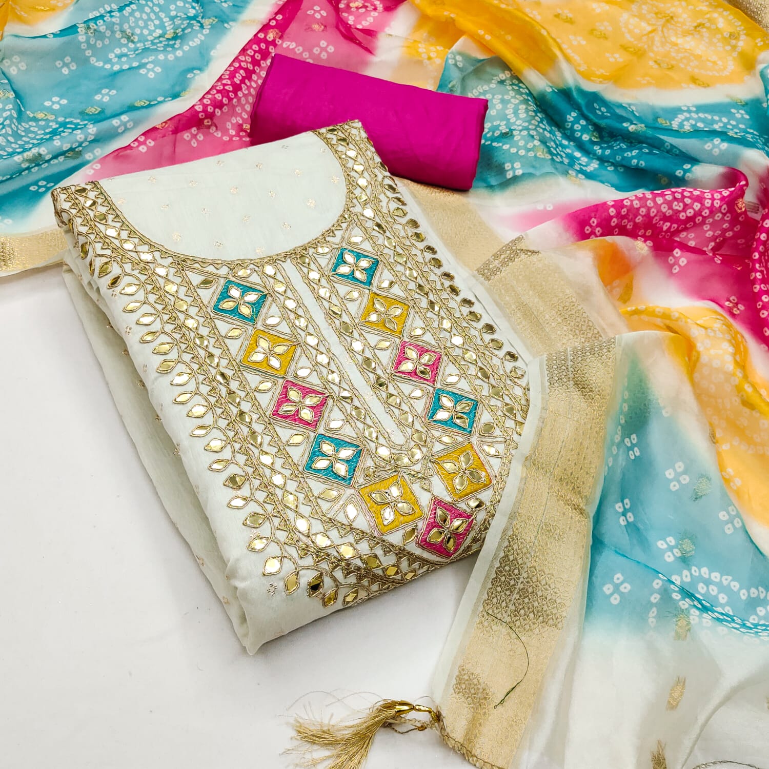 Designer Kiara Modal Rajvadi Booti Kodding Gotapatti Work Dress material Collection