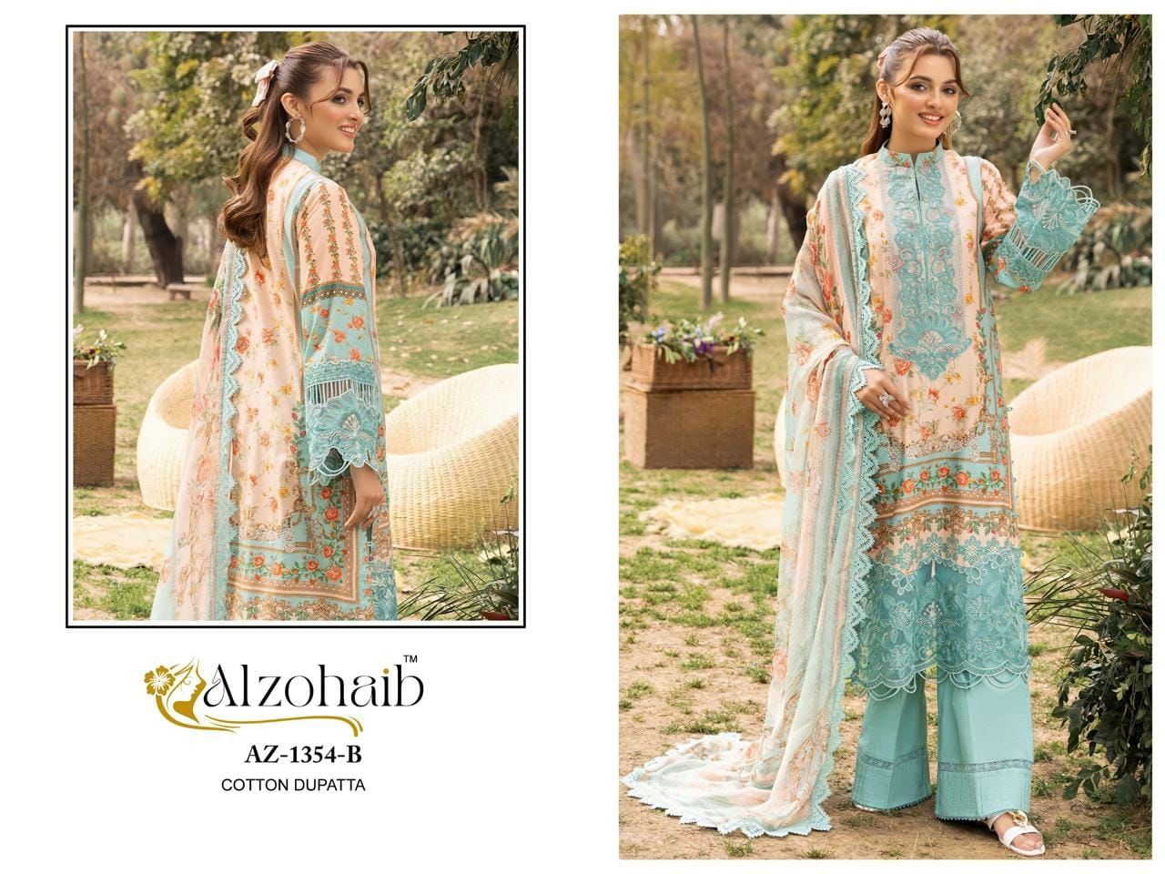 Alzohaib Az 1354 A And B Chiffon Dupatta Cotton Pakistani Salwar Kameez