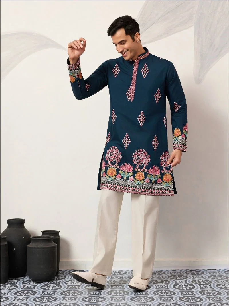 Shubhvastra The Grand Kurta Viscose Silk Thread Work Kurta And Pant Collection