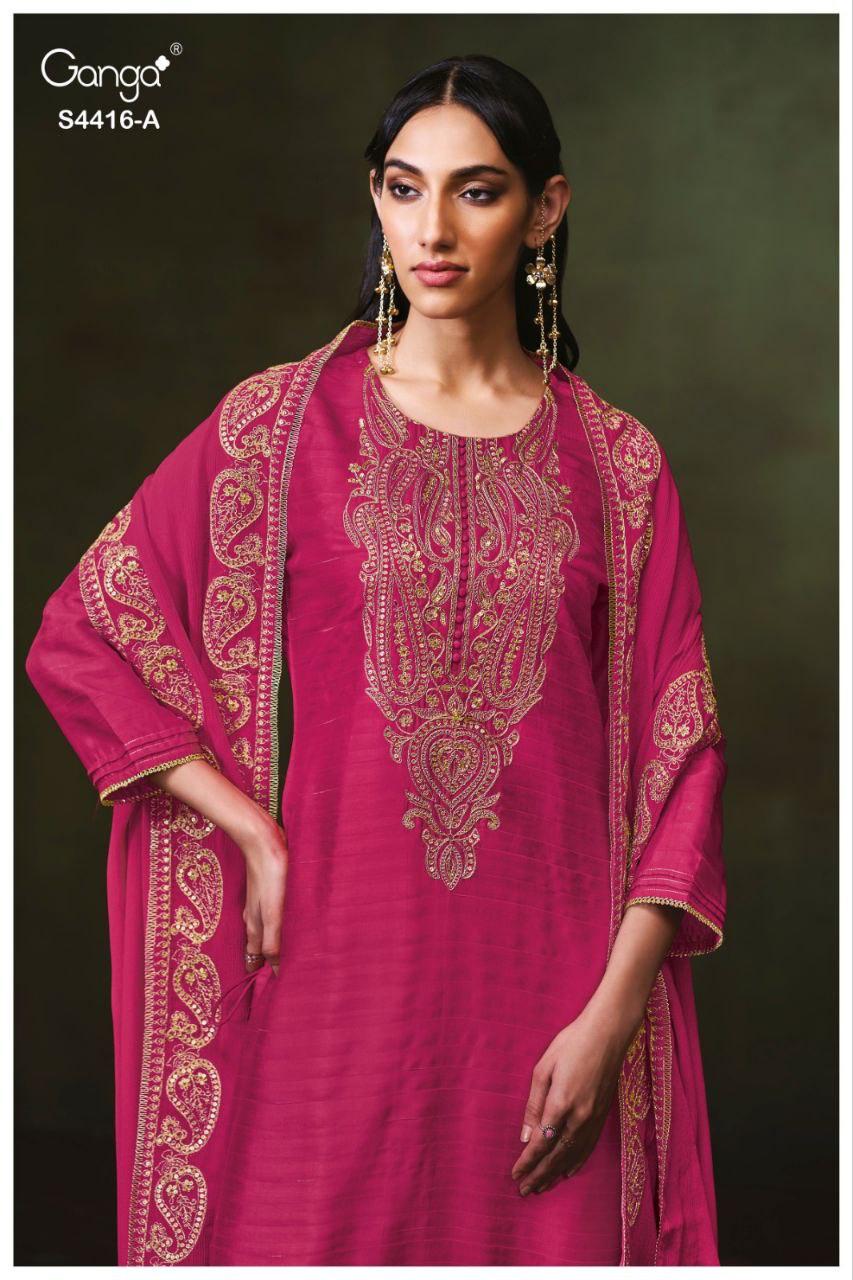 Ganga Mireza 4416 Bemberg Silk Gulmohar With Embroidery Salwar Kameez