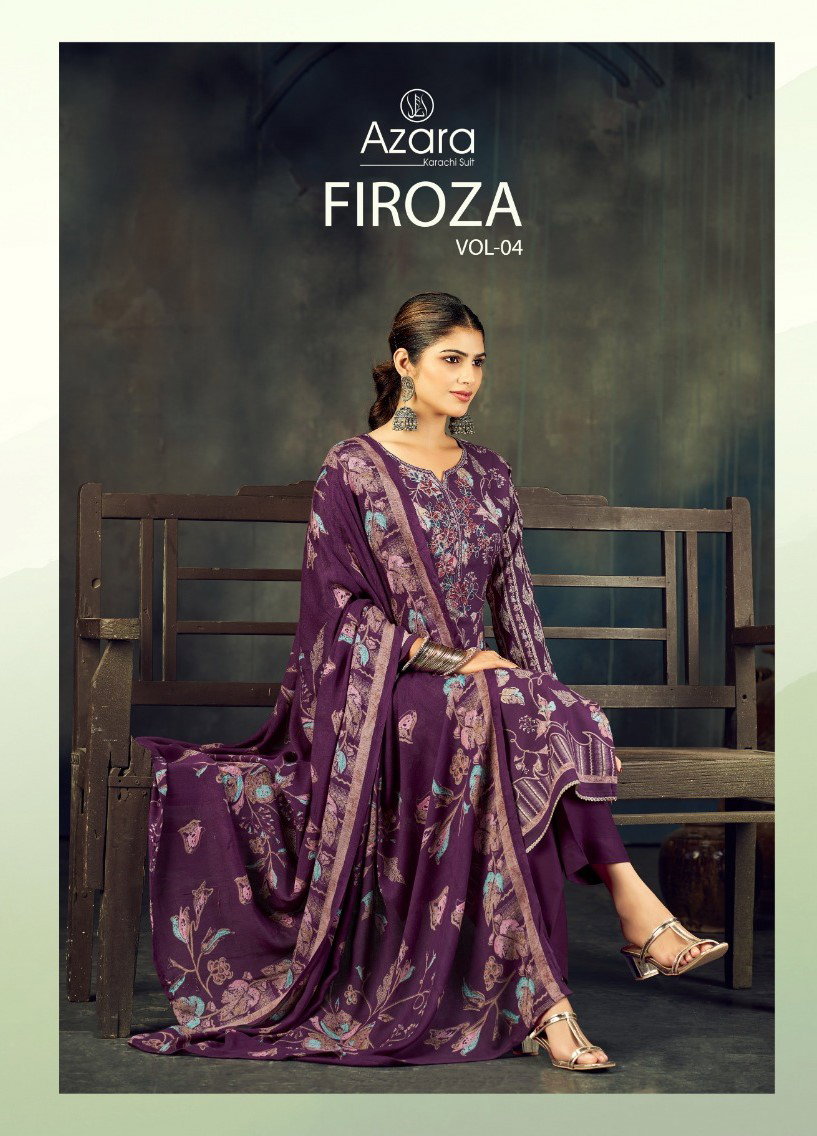 Radhika Azara Firoza Vol 4 Viscose With Embroidery Work Dress Material
