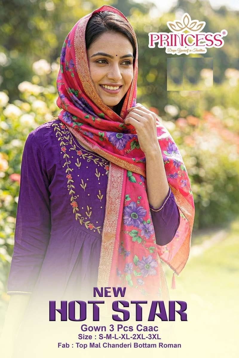 Princess New Hot Star Mal Chanderi Anarkali Kurti Set Collection