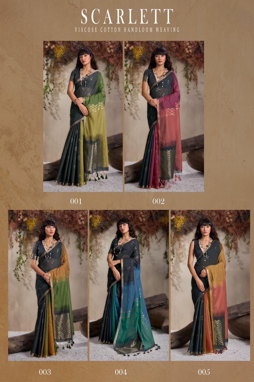 Rajtex Scarlette Viscose Cotton HAndloom Weaving Saree Collection