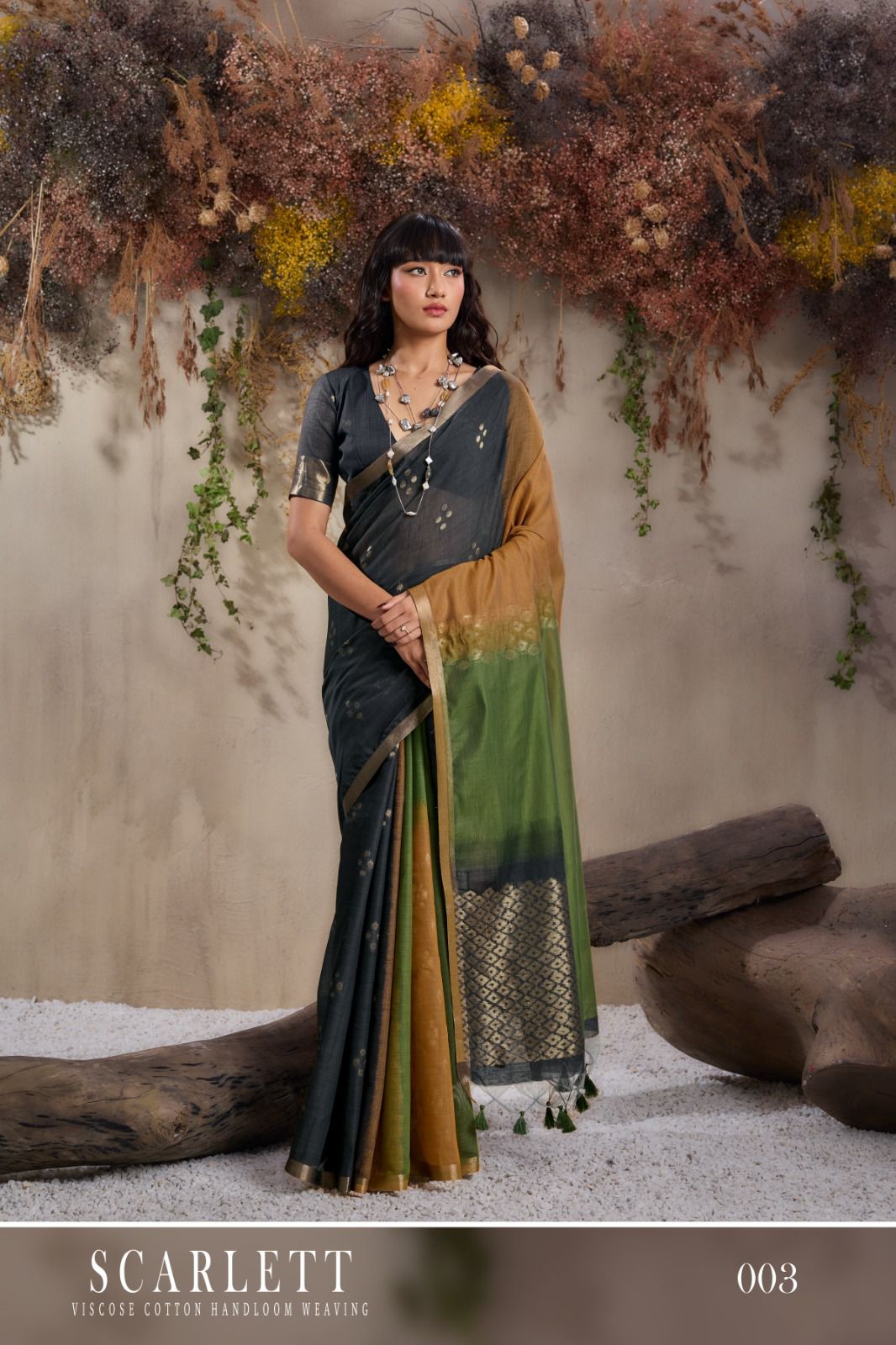 Rajtex Scarlette Viscose Cotton HAndloom Weaving Saree Collection