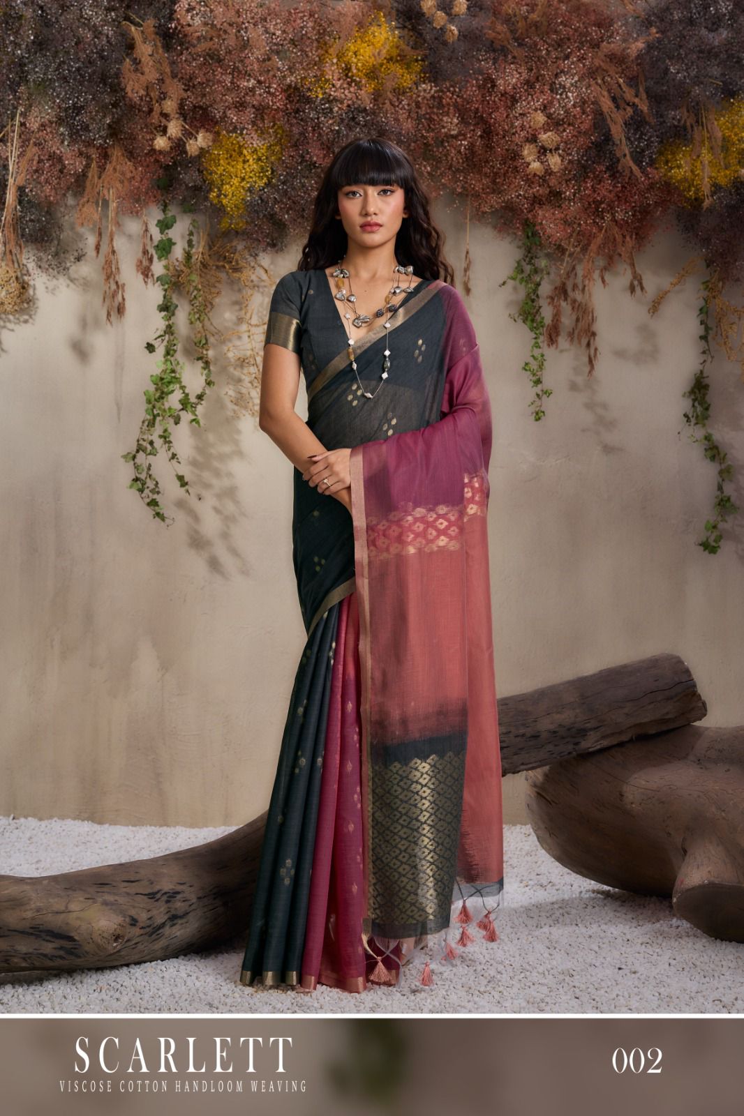 Rajtex Scarlette Viscose Cotton HAndloom Weaving Saree Collection