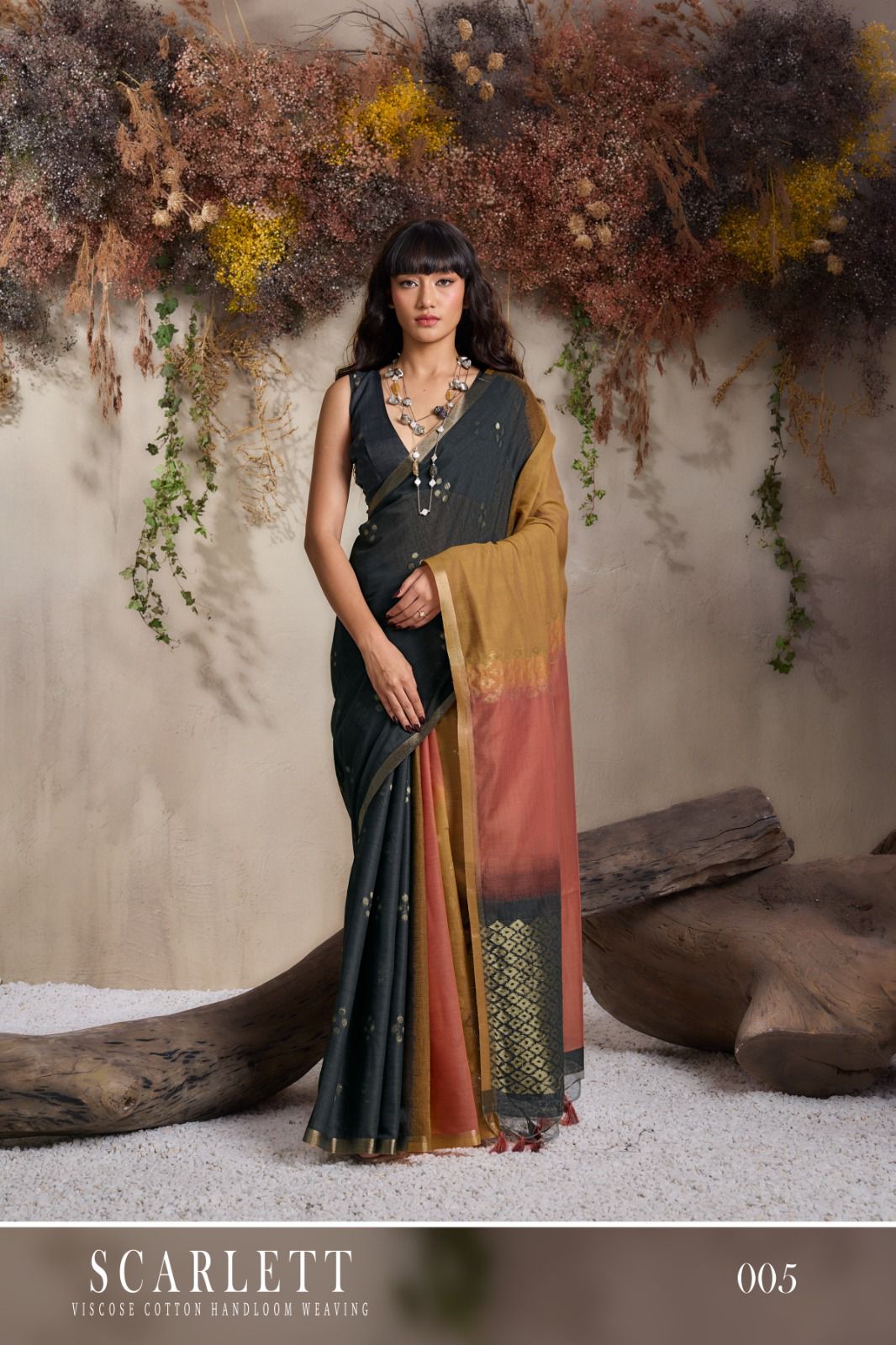 Rajtex Scarlette Viscose Cotton HAndloom Weaving Saree Collection