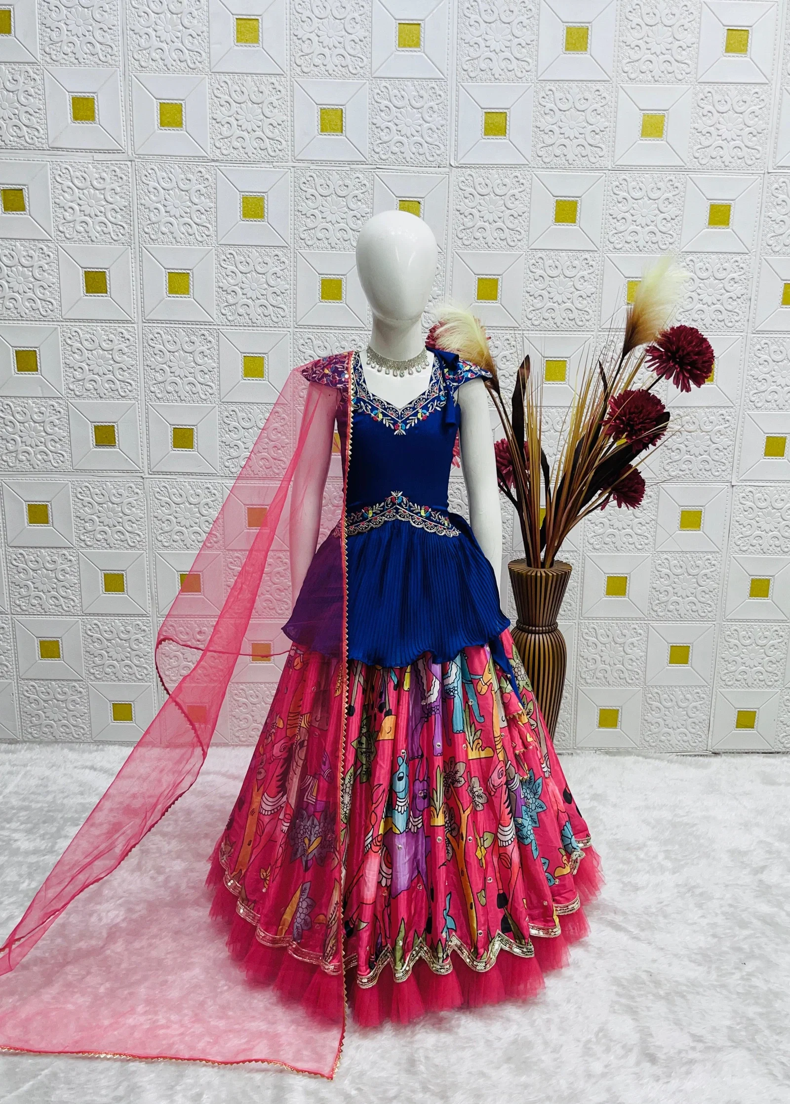 OC 224 Heavy Chinon Kediya Style Designer Kids Lahengha Set