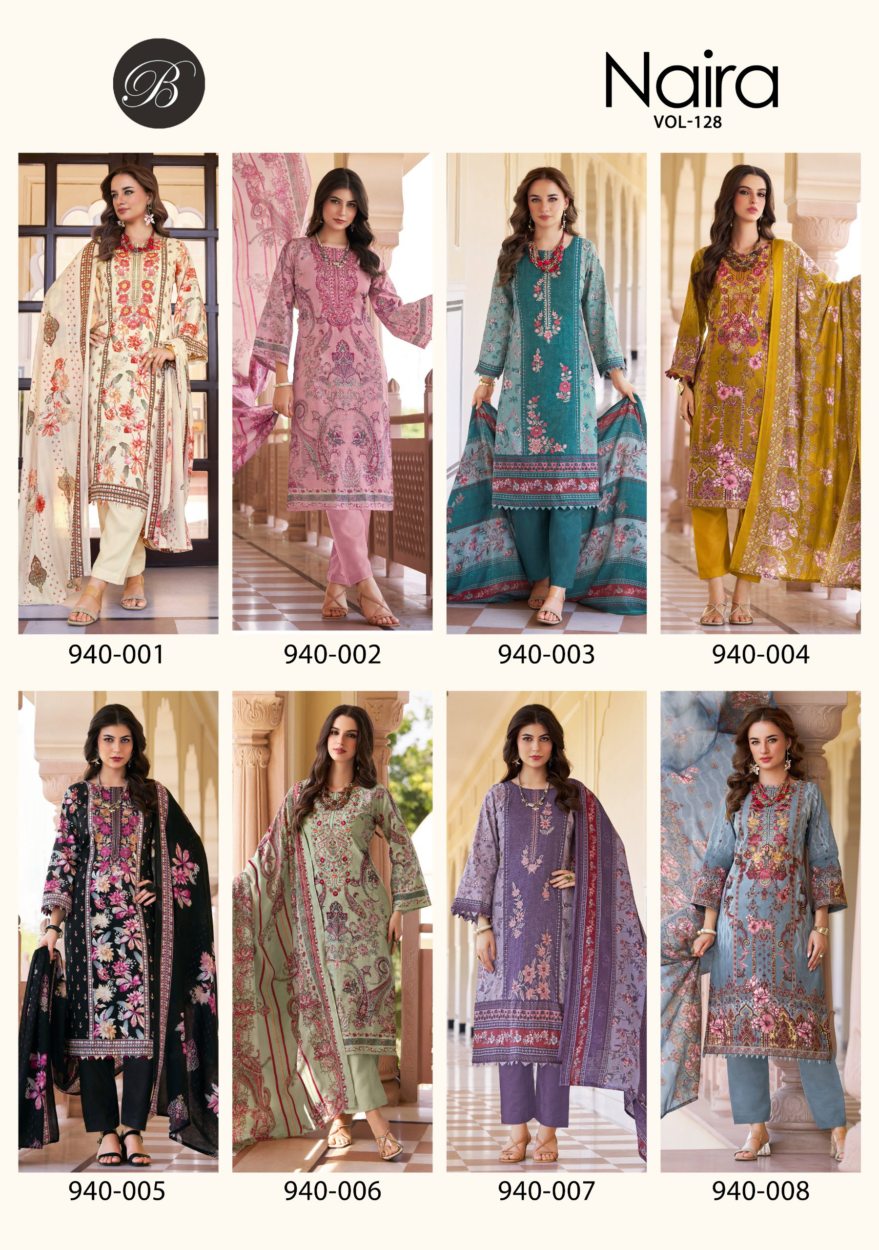 Belliza Naira Vol 128 Cotton Digital Prints Embroidery Dress Material Collection