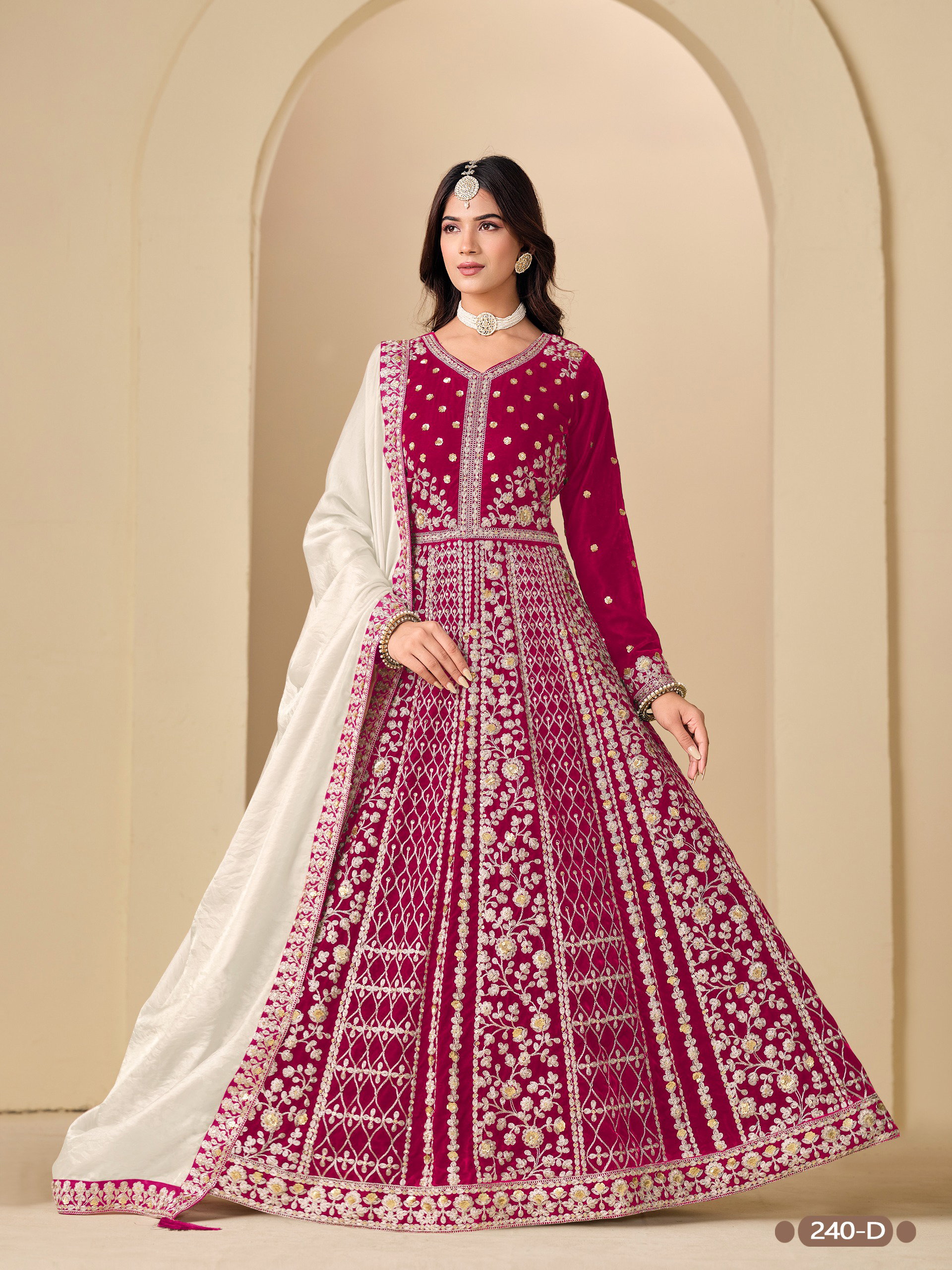 Aanaya Vol 240 Velvet With Designer Gown Bottom And Dupatta Collection