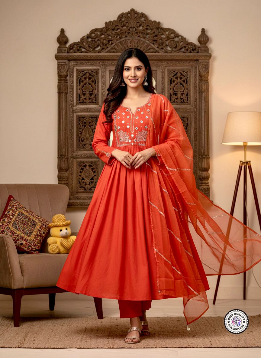 Lekha KL 1126 Chanderi Silk Embroidery Kurti Bottom With Dupatta
