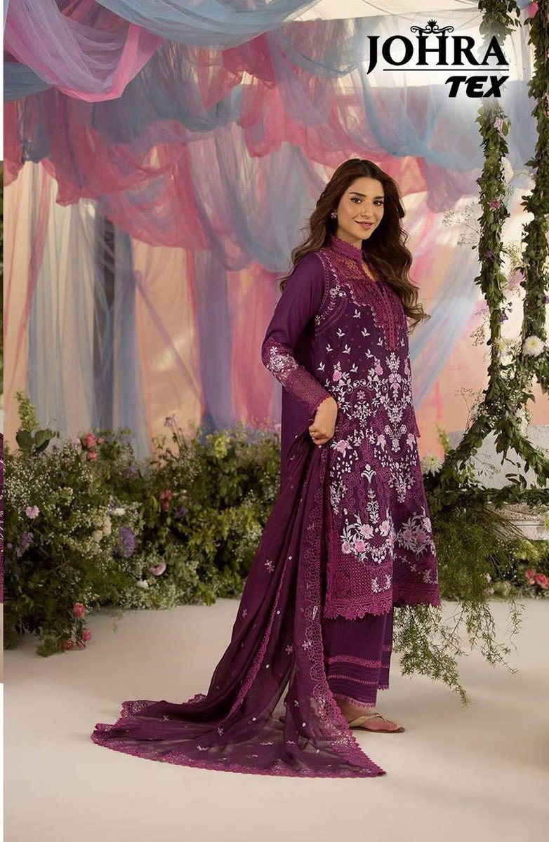 Johra Tex 187 Cambric Cotton With Embroidery Work Pakistani Salwar Kameez