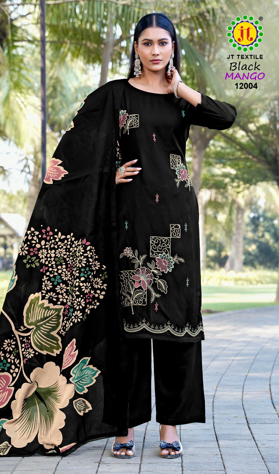 Jt Black Mango Vol 12 Rayon With Coding Work Dress Material