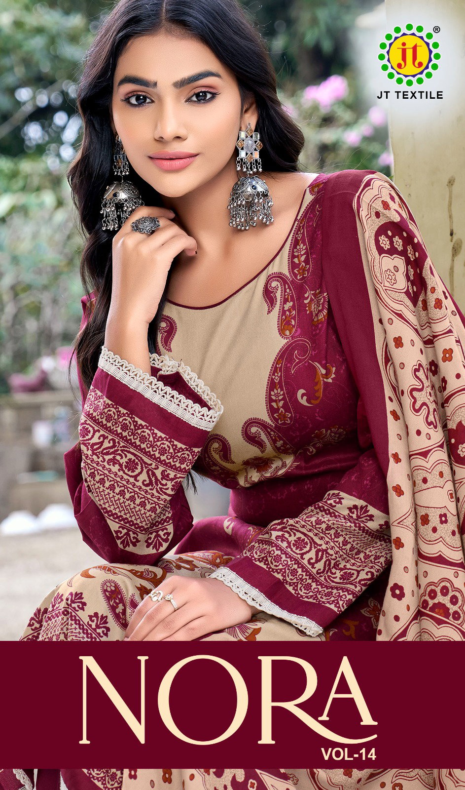 Jt Nora Vol 14 Rayon With Gold Print Dress Material Collection