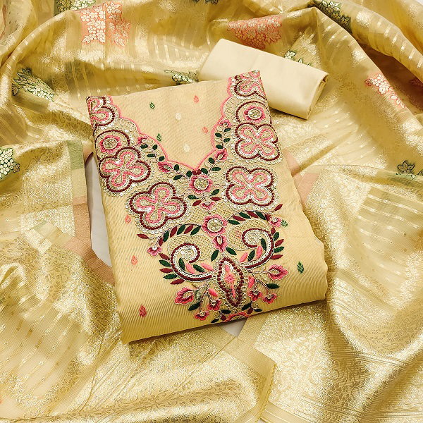 Navya Suit 205 Party Wear Unstitched Embroidery Worked Shimmer Butti top with Bottom and Dupatta Suit