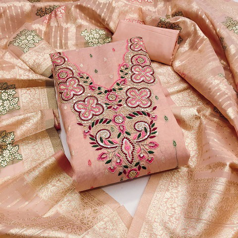 Navya Suit 205 Party Wear Unstitched Embroidery Worked Shimmer Butti top with Bottom and Dupatta Suit
