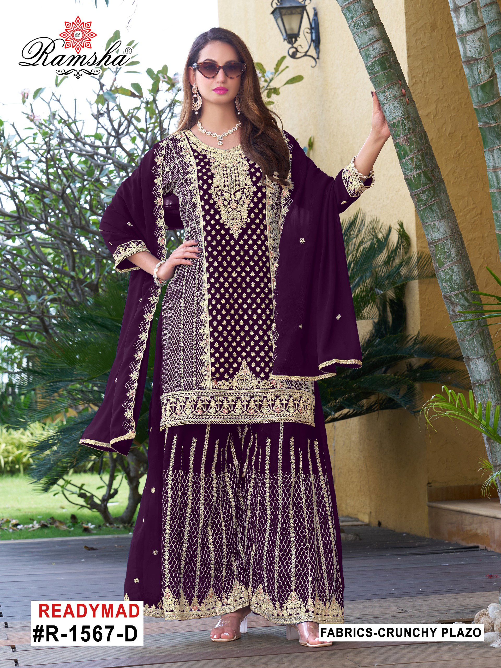 Ramsha R 1567 A To D Crunchy With Embroidery Pakistani Salwar Kameez