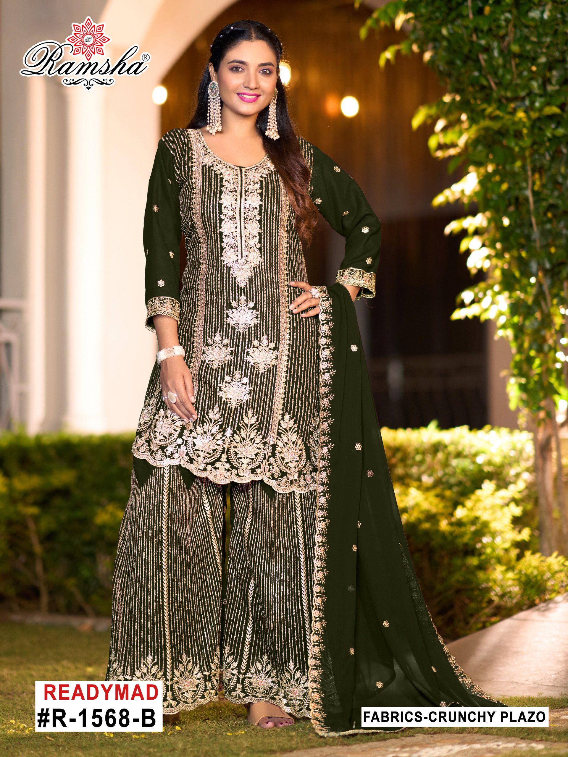 Ramsha R 1568 A To D Crunchy With Embroidery Pakistani Salwar Kameez