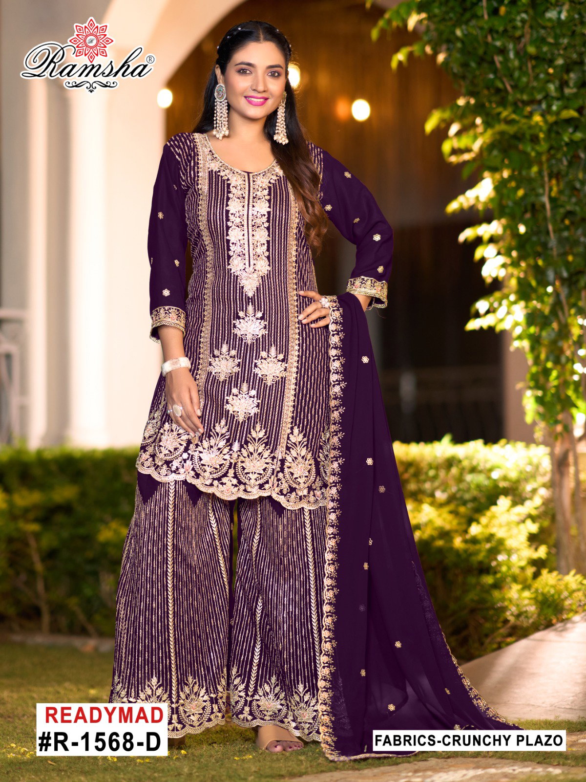 Ramsha R 1568 A To D Crunchy With Embroidery Pakistani Salwar Kameez