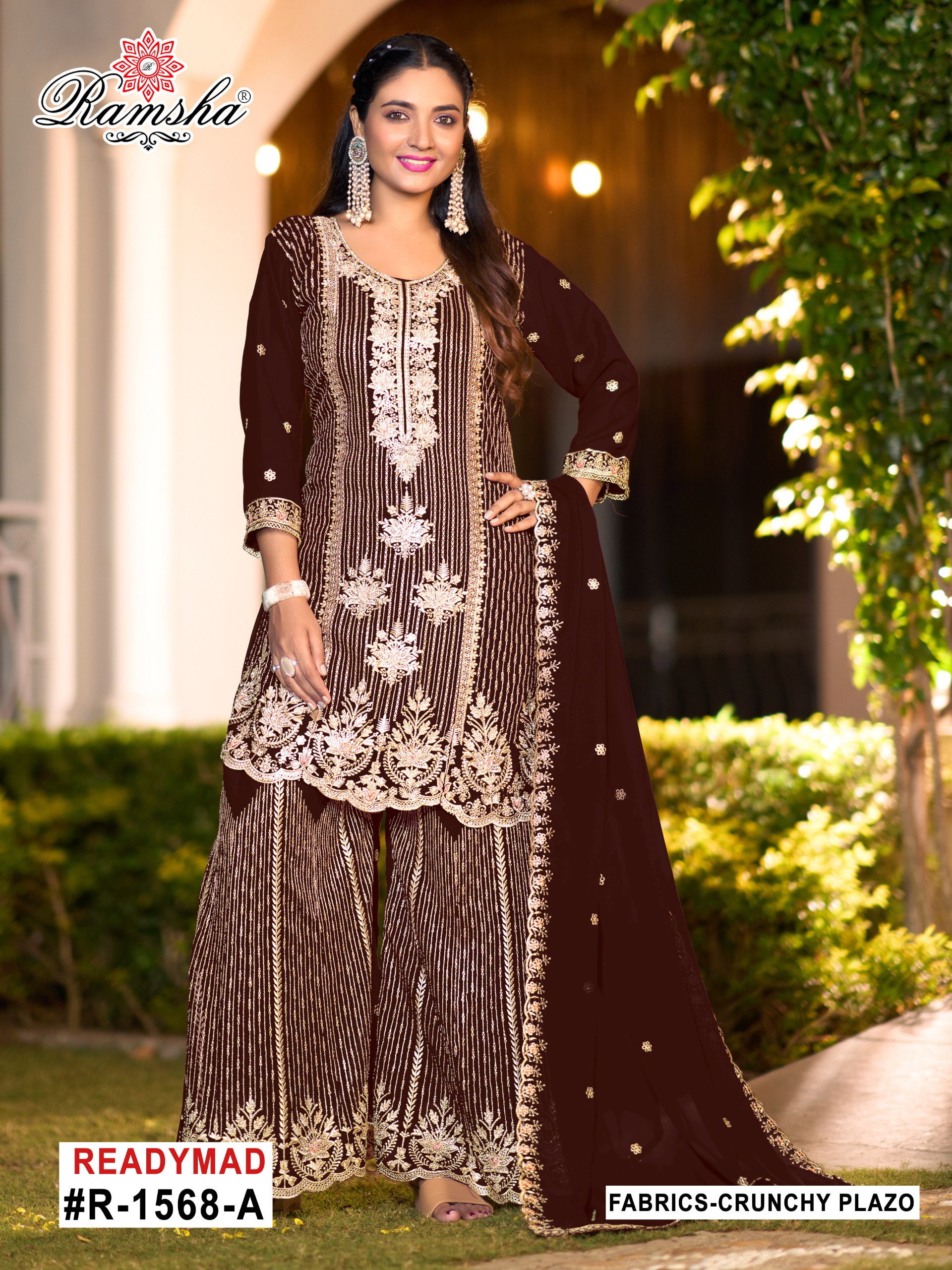 Ramsha R 1568 A To D Crunchy With Embroidery Pakistani Salwar Kameez