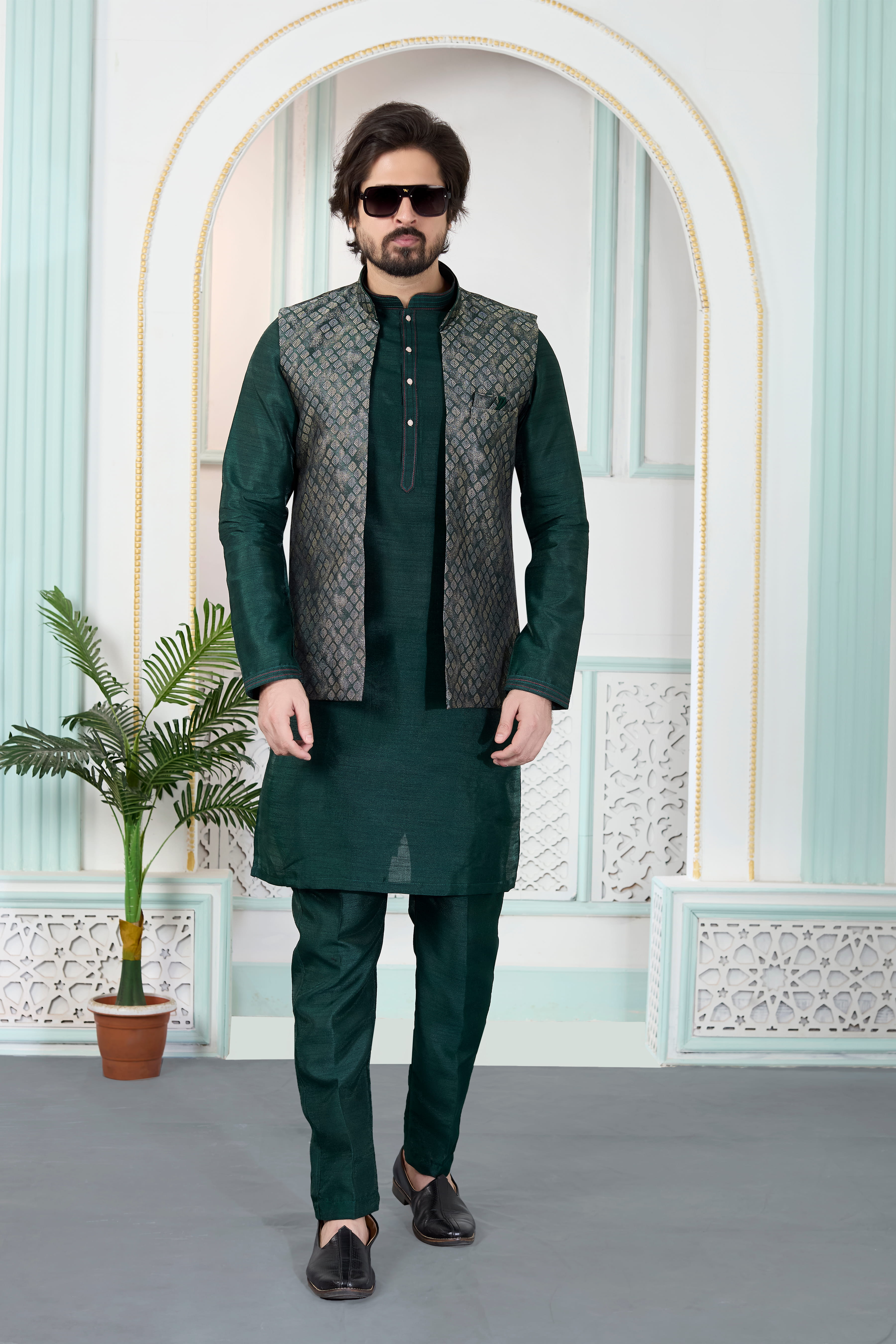 Sumi 4421 To 4423 Jaquard 3 Piece Kurta Jacket Set Collection 