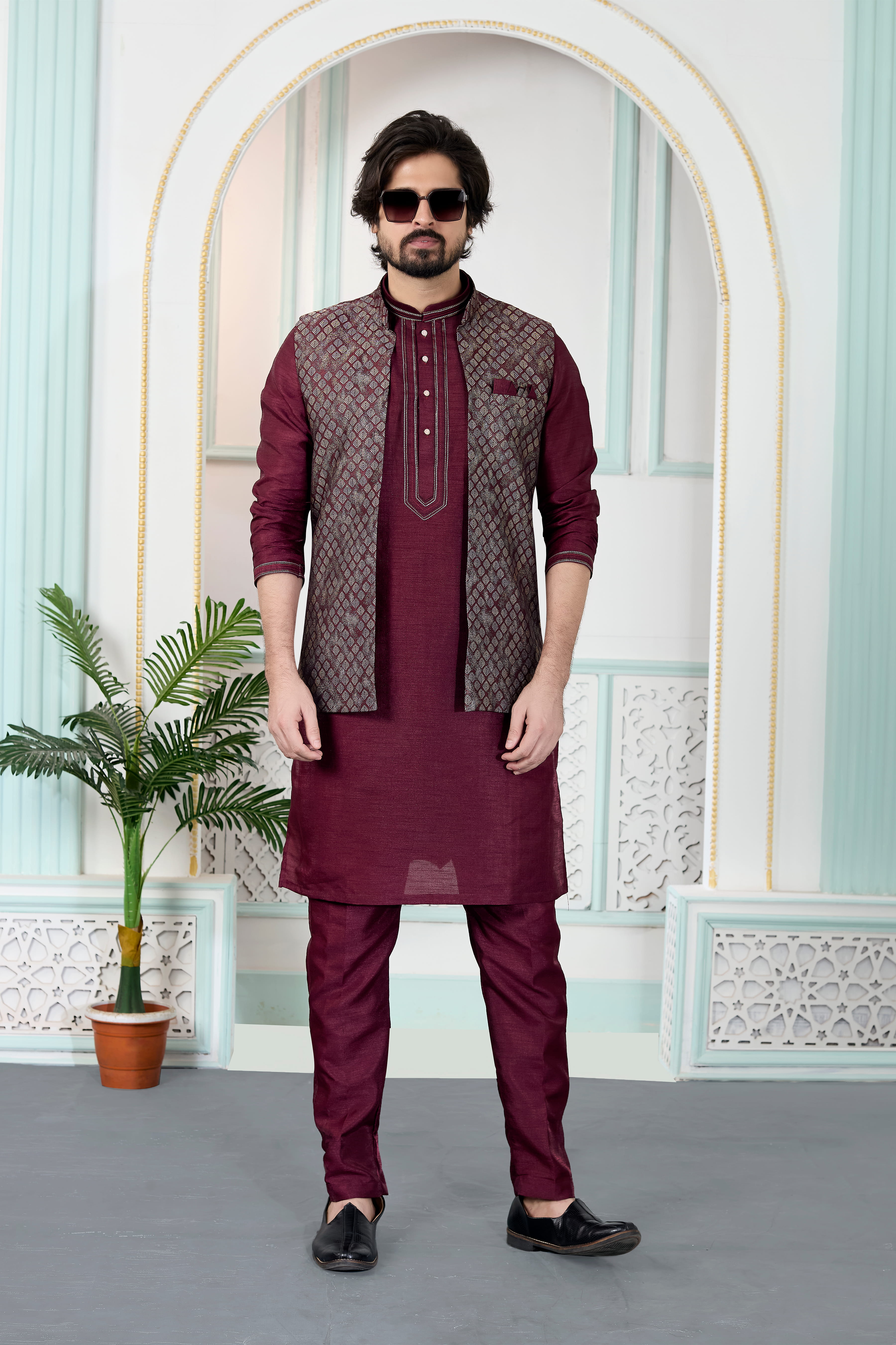 Sumi 4421 To 4423 Jaquard 3 Piece Kurta Jacket Set Collection 