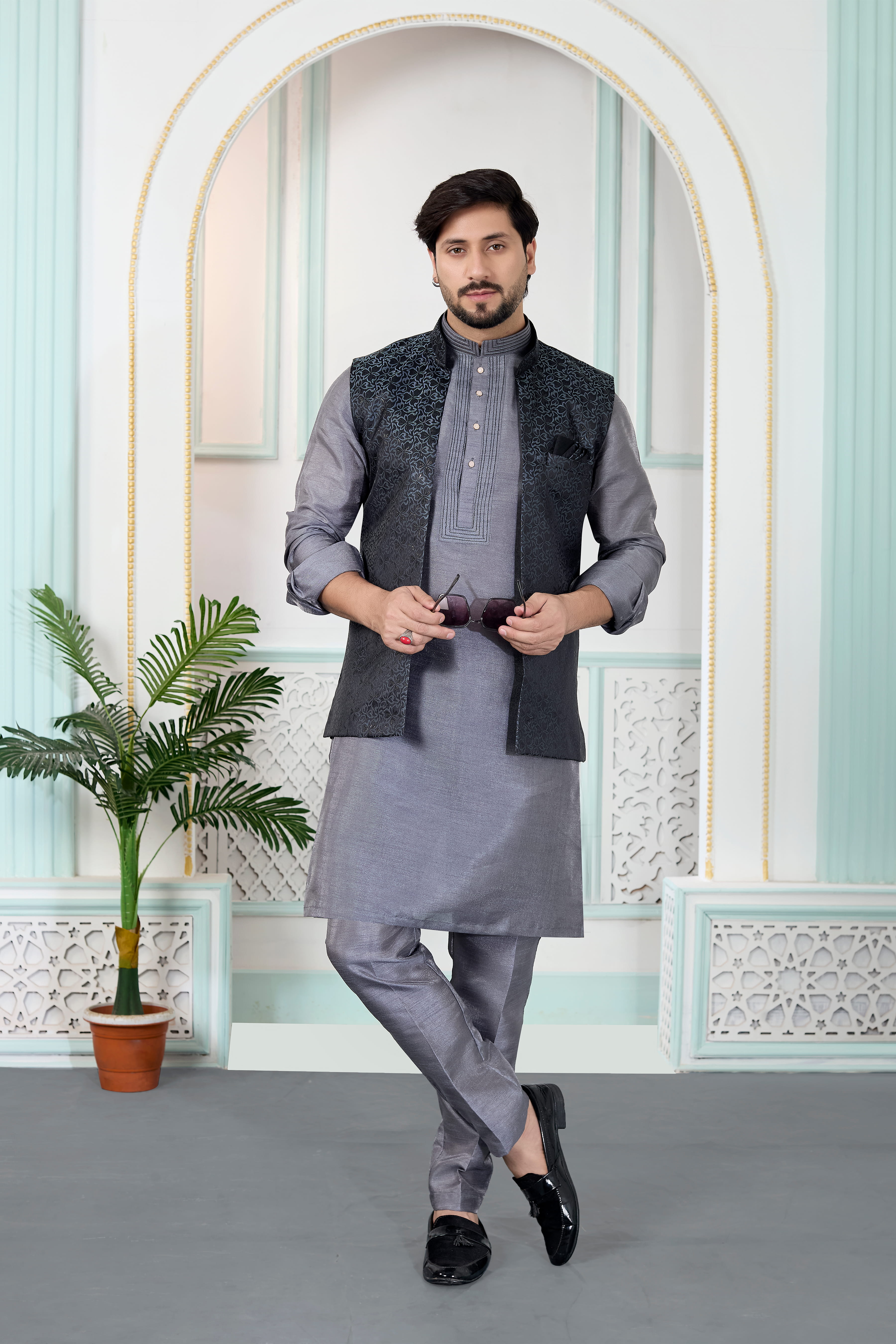 Sumi 4421 To 4423 Jaquard 3 Piece Kurta Jacket Set Collection 