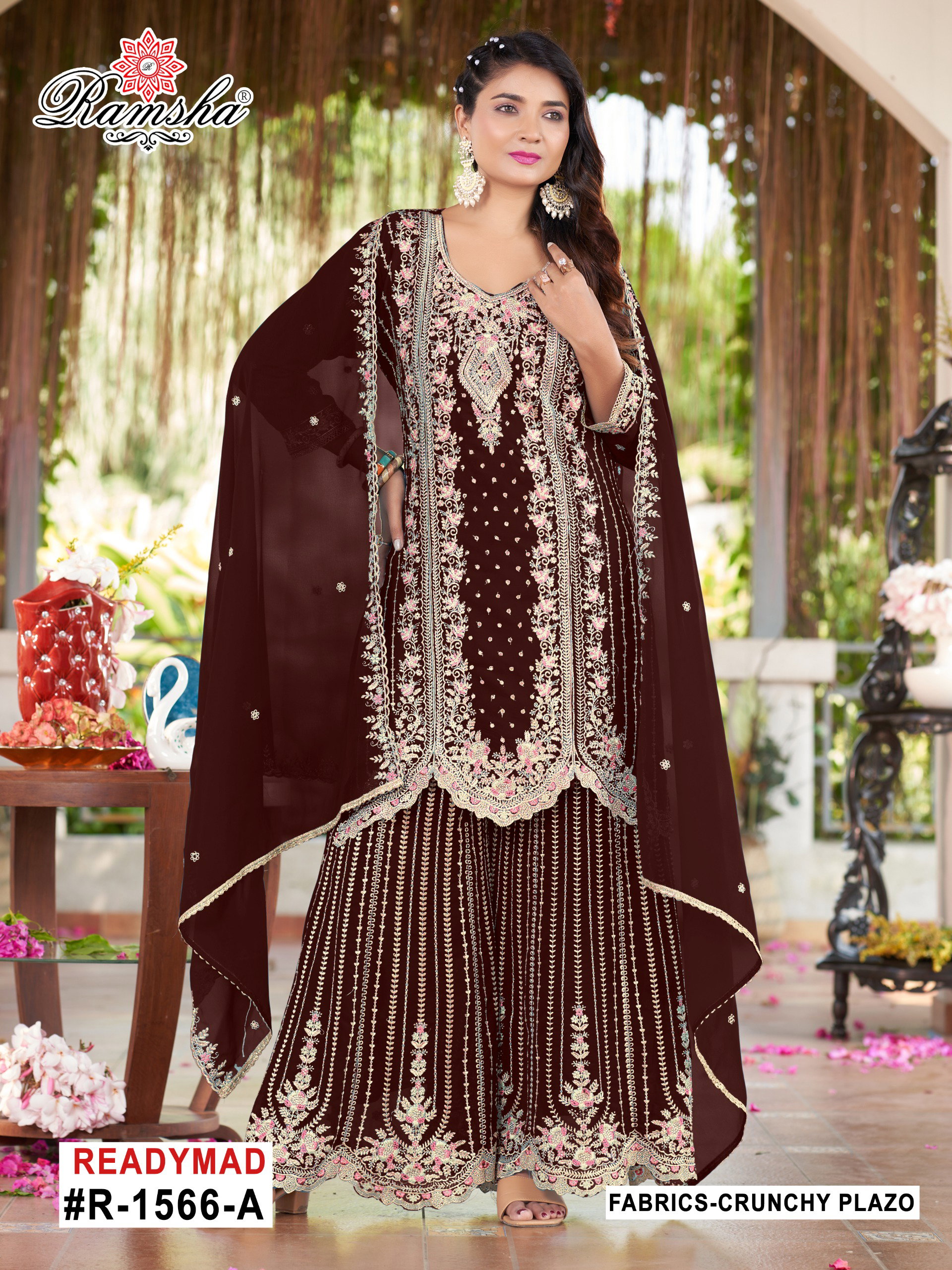 Ramsha R 1565 A To D Crunchy With Embroidery Pakistani Salwar Kameez