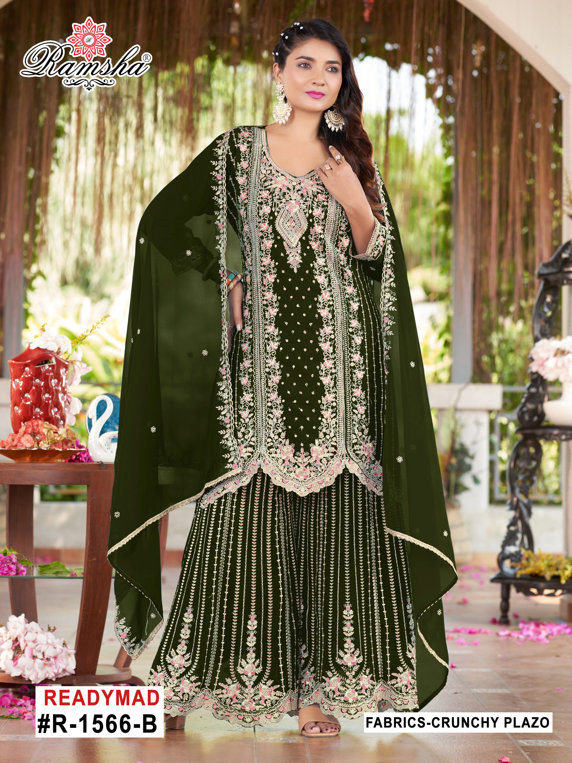 Ramsha R 1565 A To D Crunchy With Embroidery Pakistani Salwar Kameez