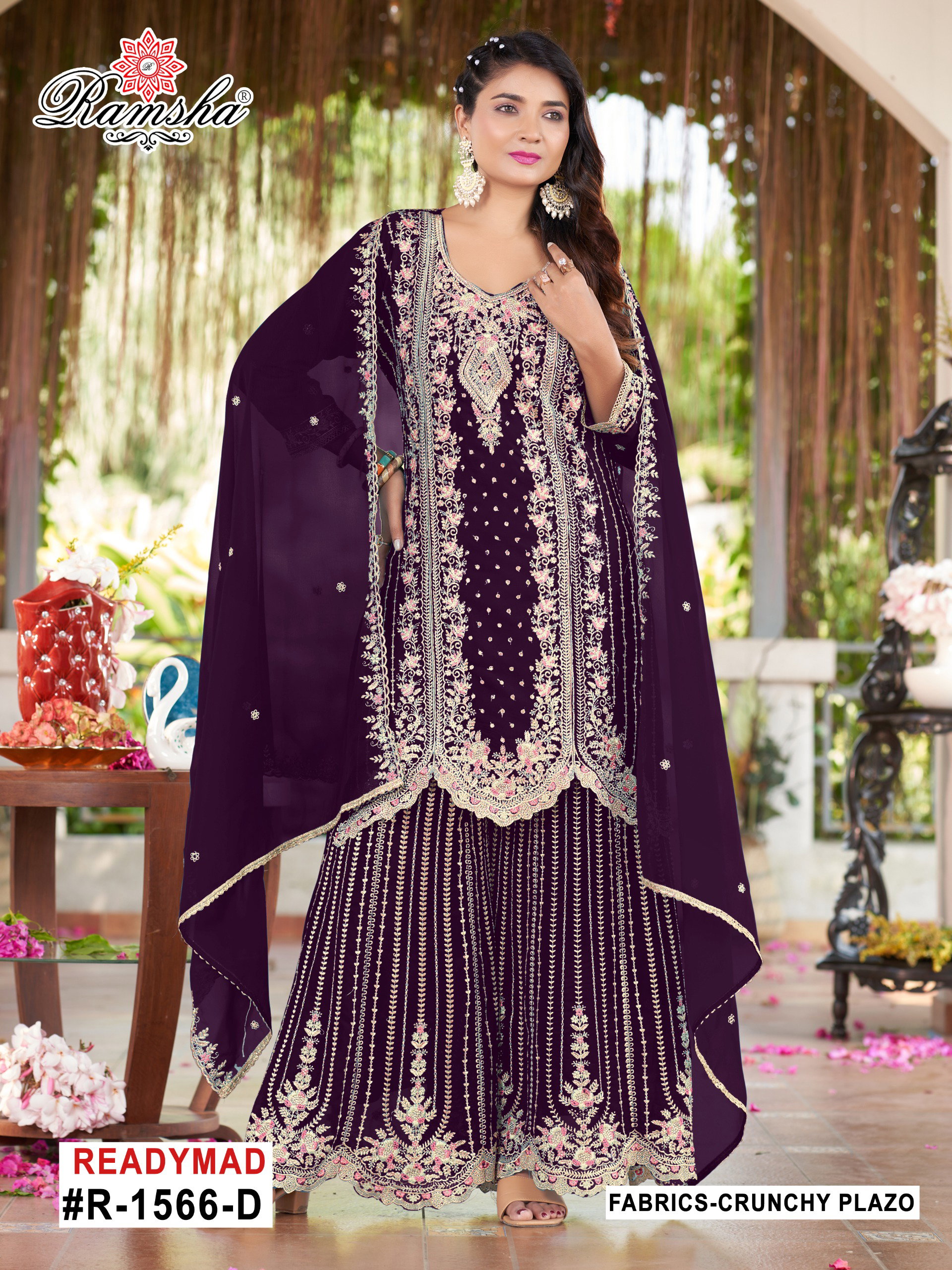 Ramsha R 1565 A To D Crunchy With Embroidery Pakistani Salwar Kameez