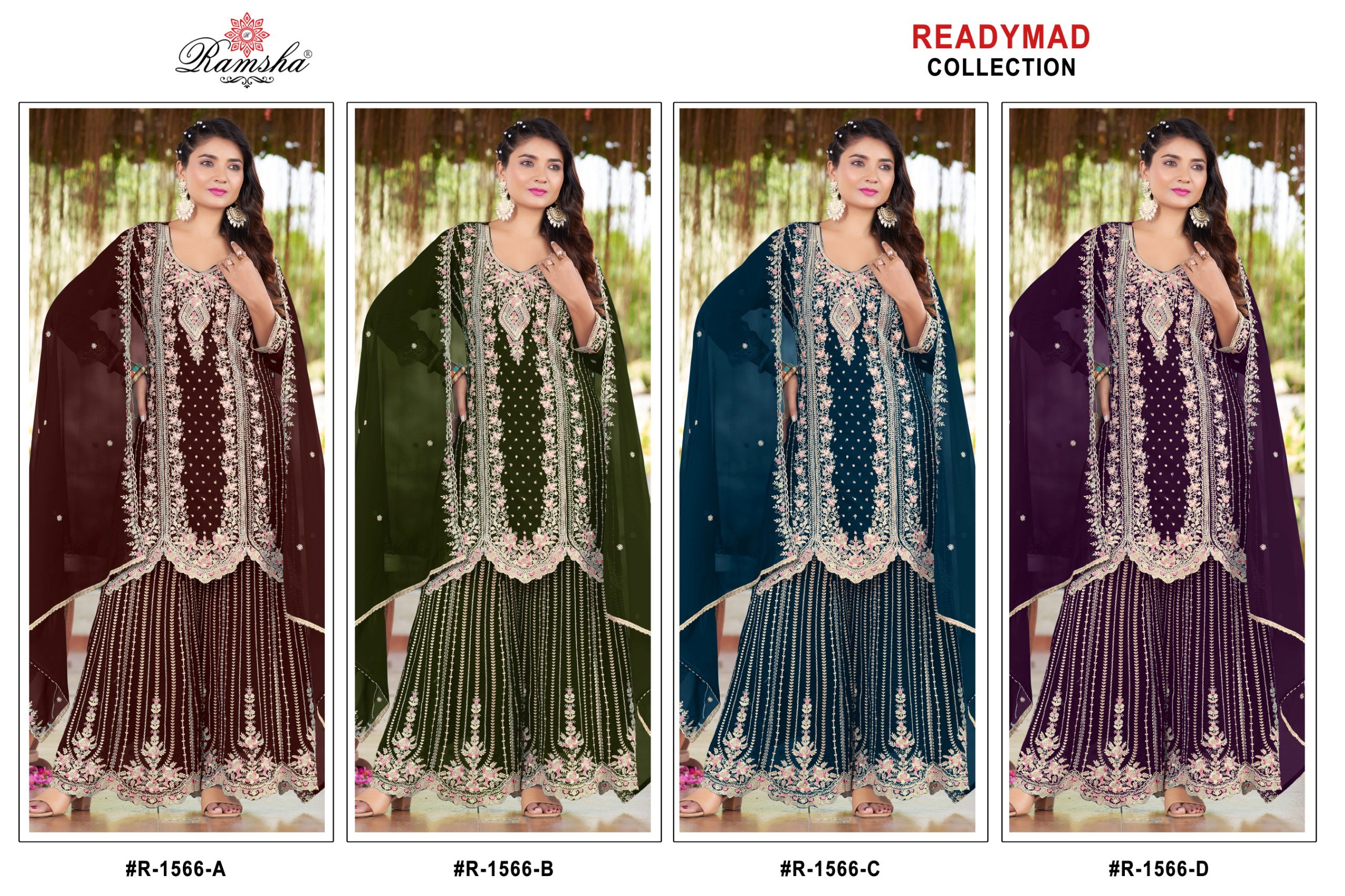 Ramsha R 1565 A To D Crunchy With Embroidery Pakistani Salwar Kameez