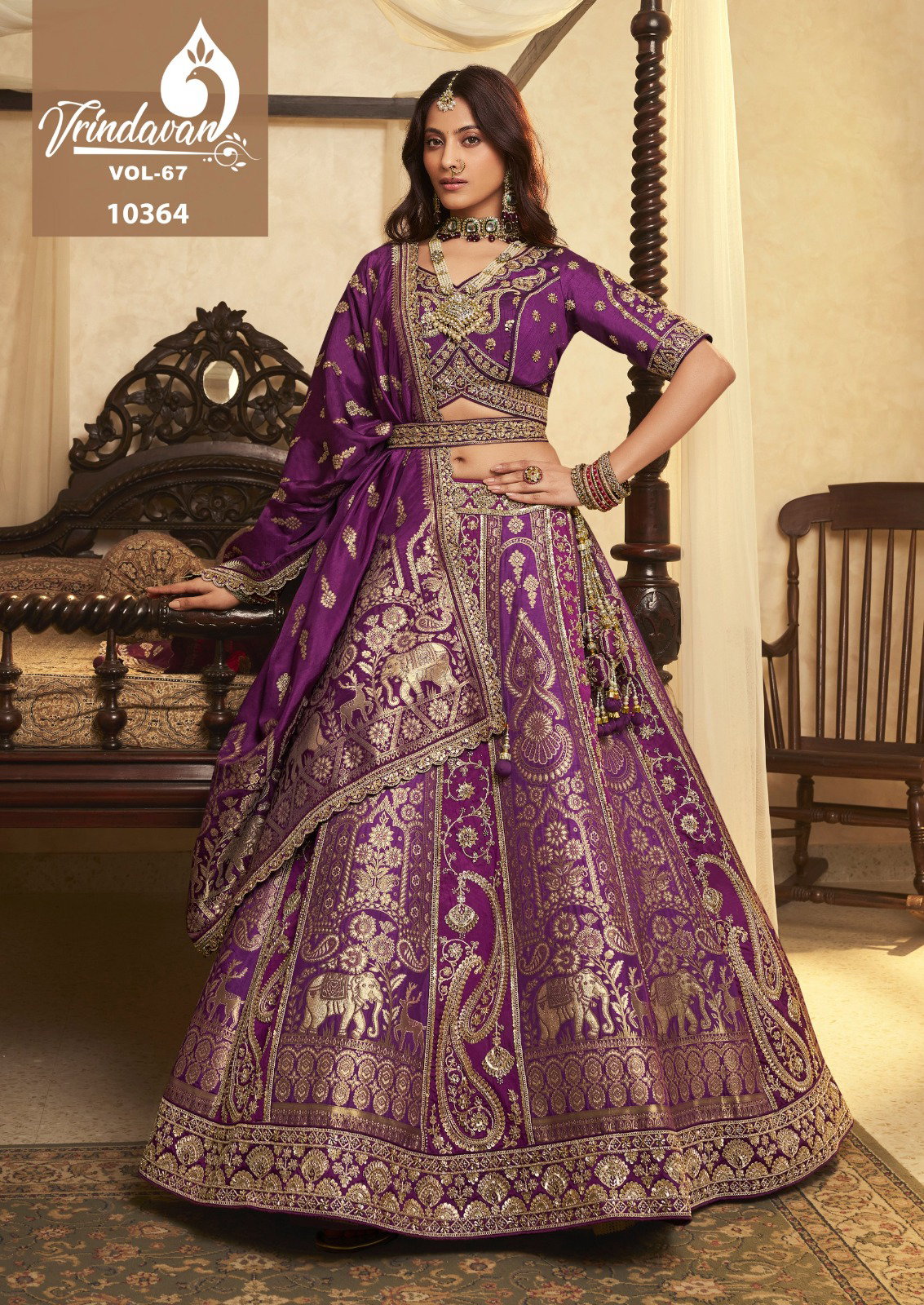 Royal Vrindavan Vol 67 Banarasi Silk With Embroidery Lehenga Choli Collection