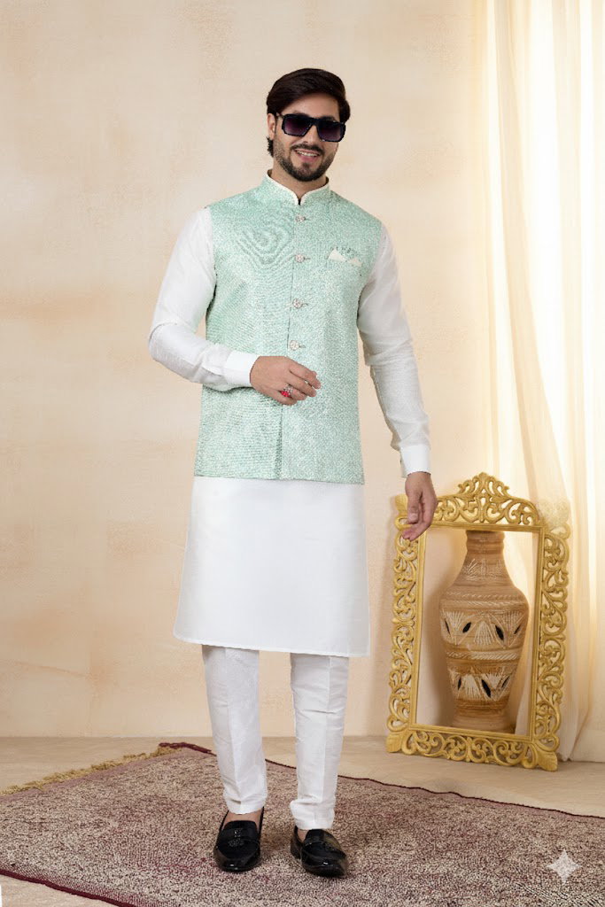 Sumi 4434 To 4436 Jaquard 3 Piece Kurta Jacket Set Collection 