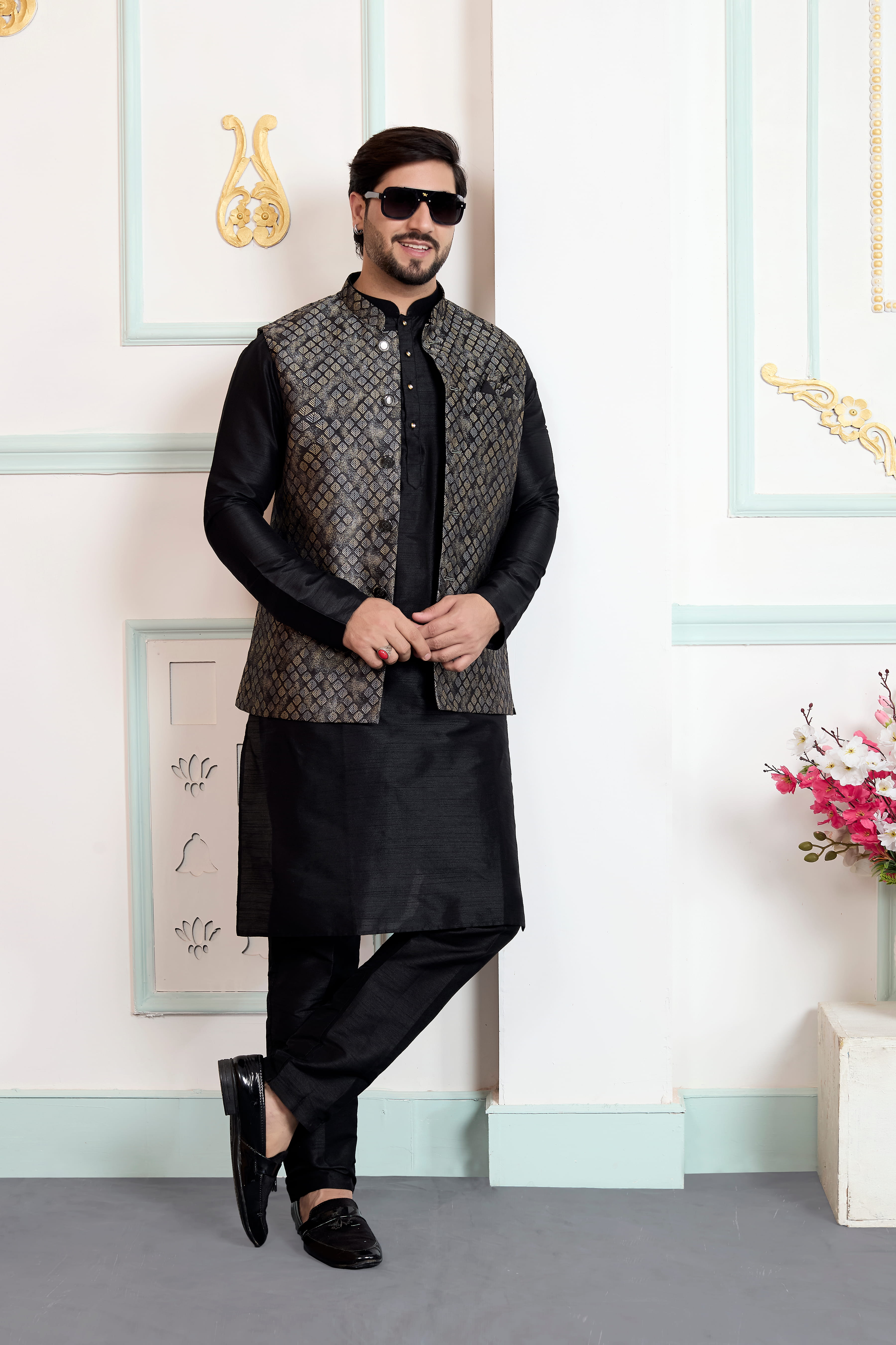 Sumi 4437 To 4439 Jaquard 3 Piece Kurta Jacket Set Collection 