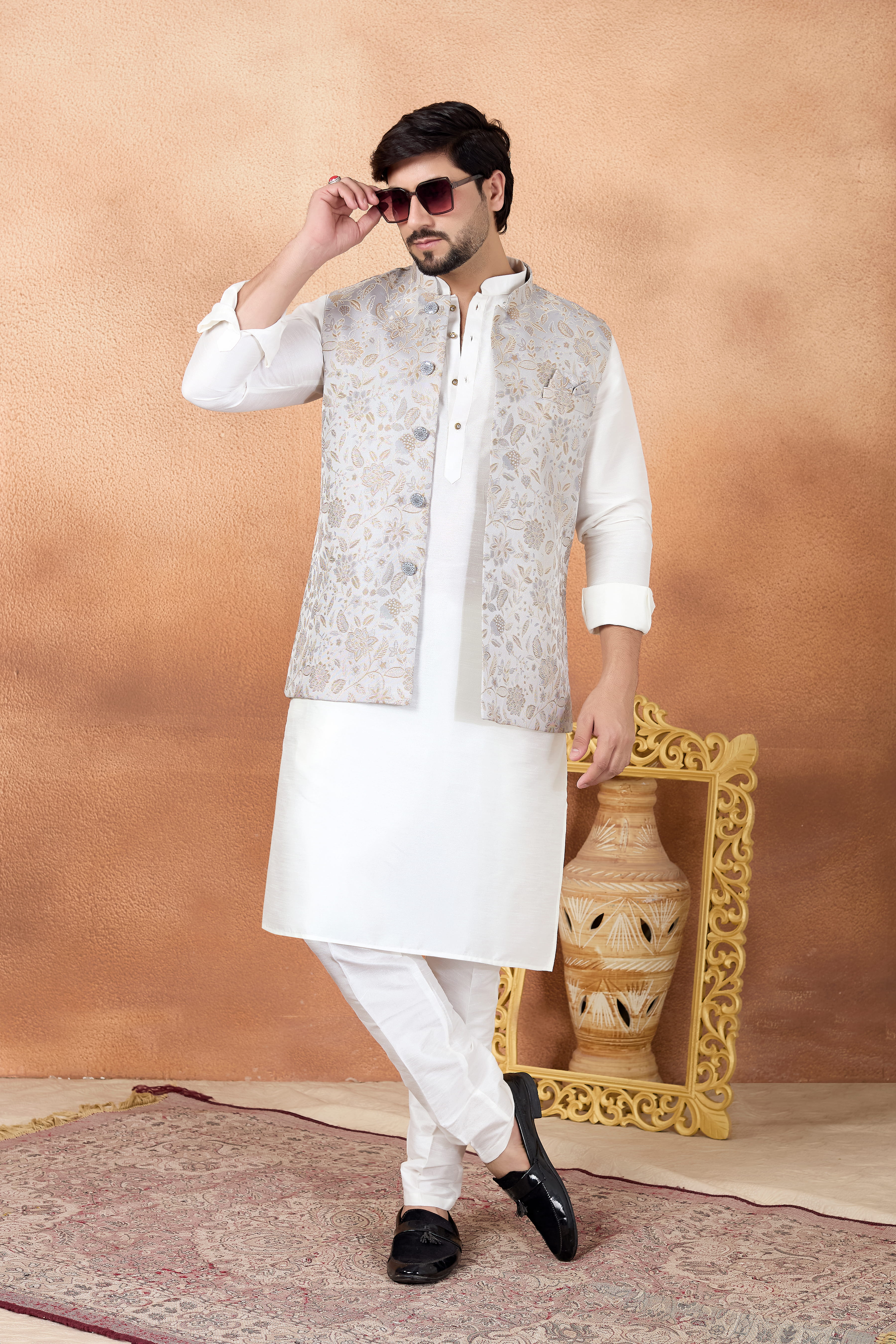 Sumi 4437 To 4439 Jaquard 3 Piece Kurta Jacket Set Collection 