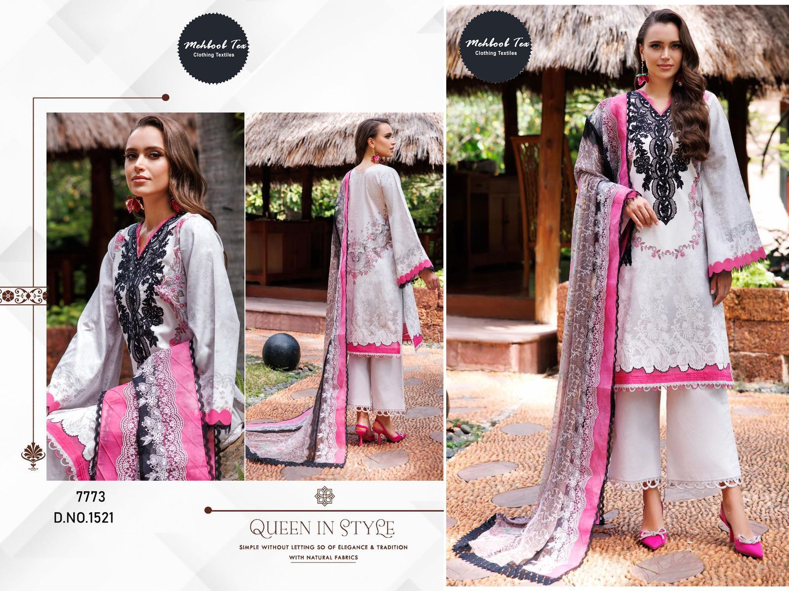 Mehboob Tex 1521 Chiffon Dupatta Cotton Print Pakistani Salwar Kameez