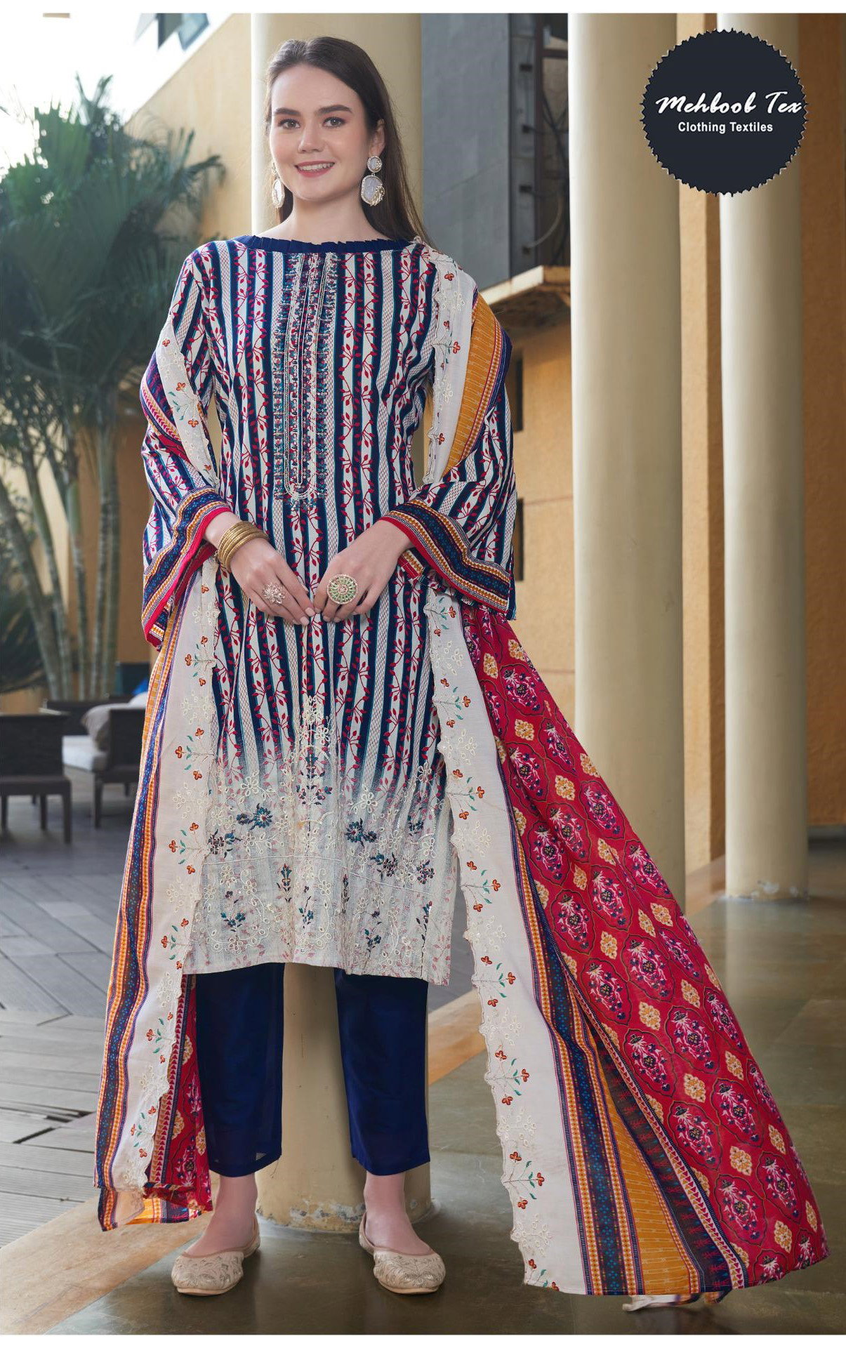 Mehboob Tex 1490 Cotton Dupatta Cotton Print Pakistani Salwar Kameez