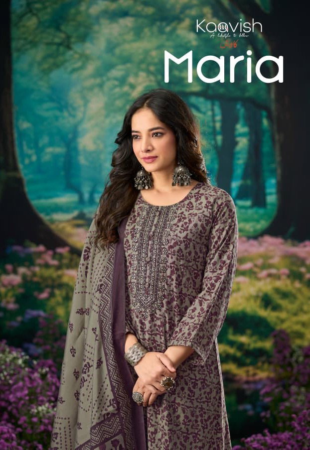 Kaavish Maria Modal Silk Digital Foil Print With Embroidery Dress Material