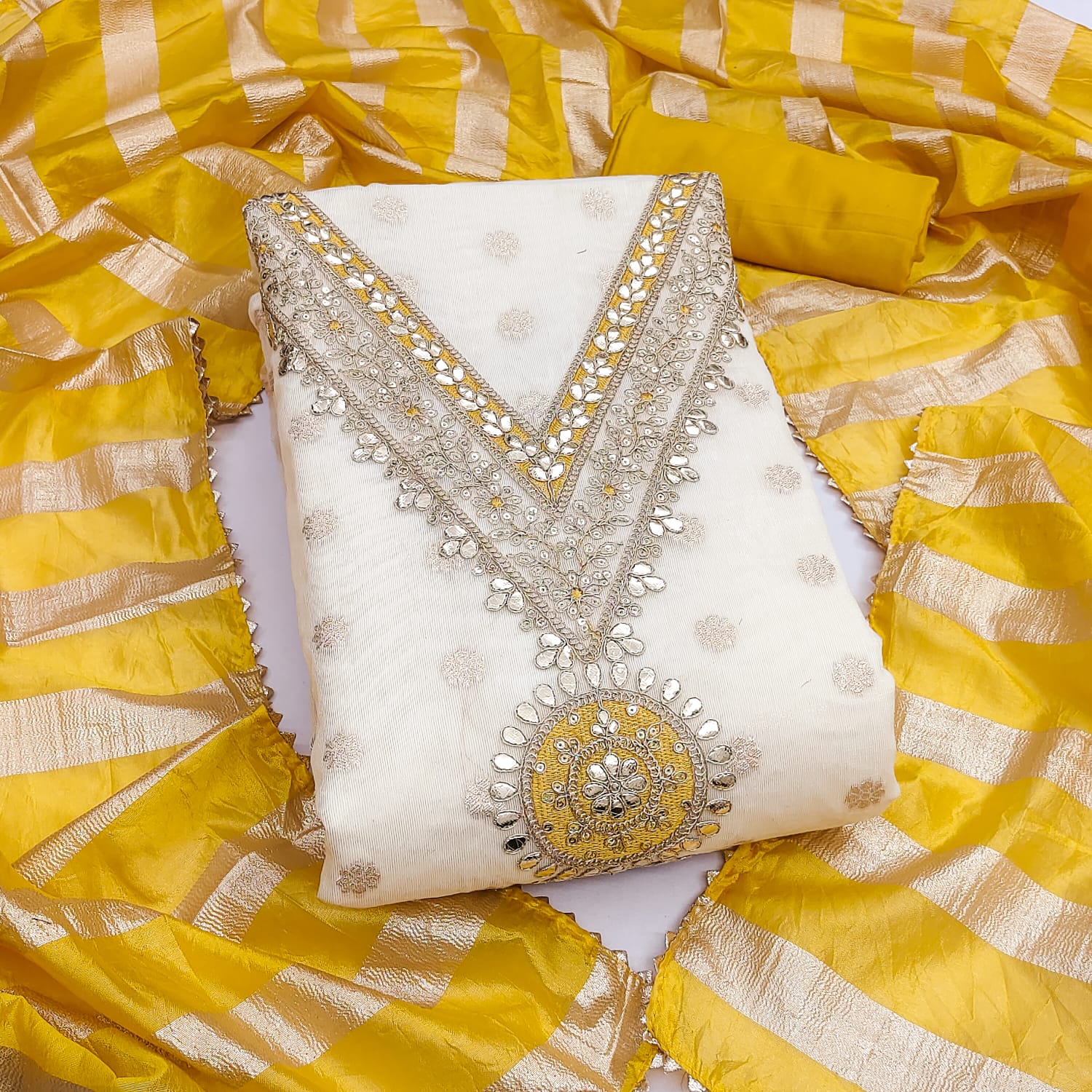 Designer Padma Simmer Silk Multi kodding Squance Work Dress Material Collection