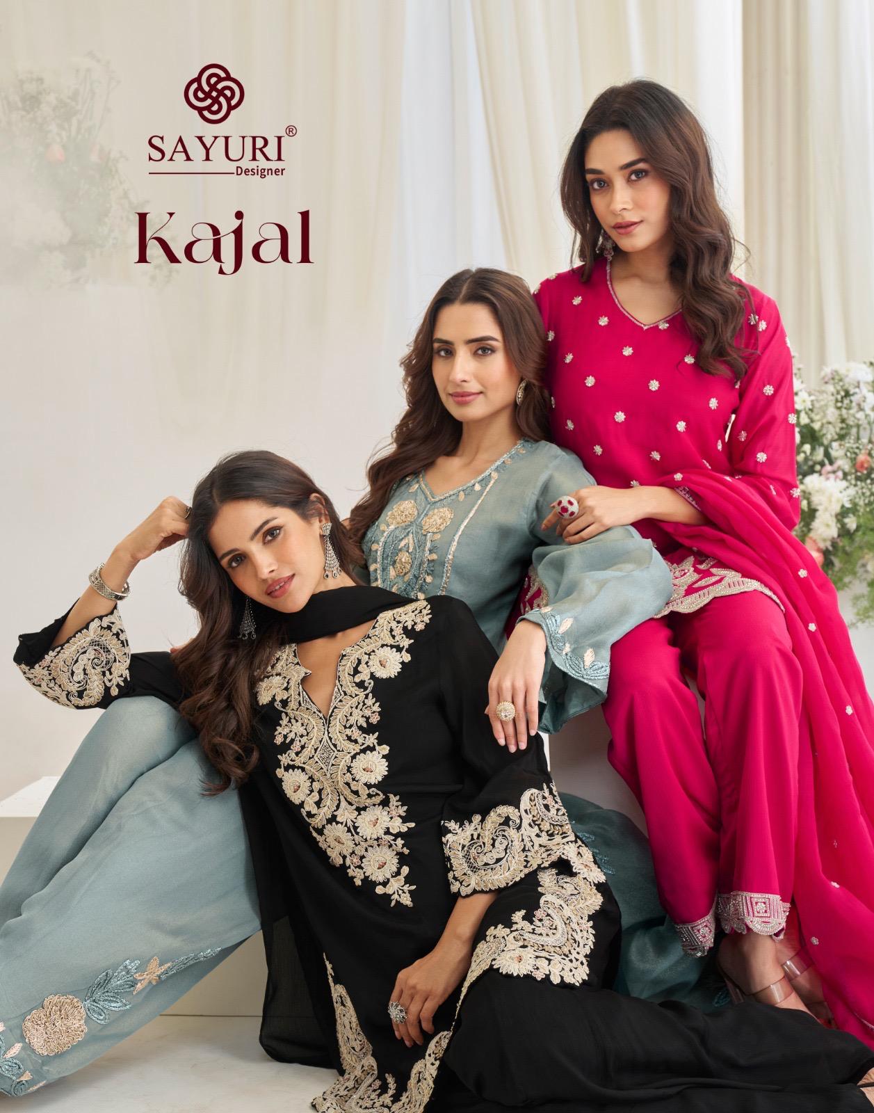 Sayuri Kajal Chinon Silk With Embroidered Designer Top Bottom And Dupatta
