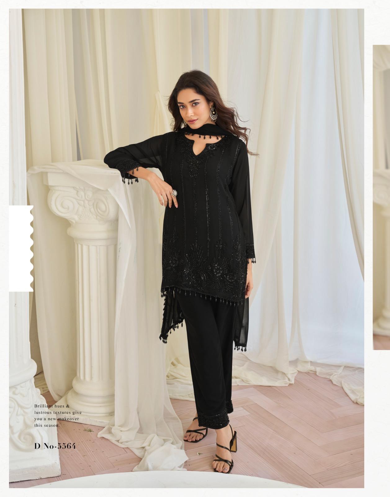 Sayuri Kajal Chinon Silk With Embroidered Designer Top Bottom And Dupatta