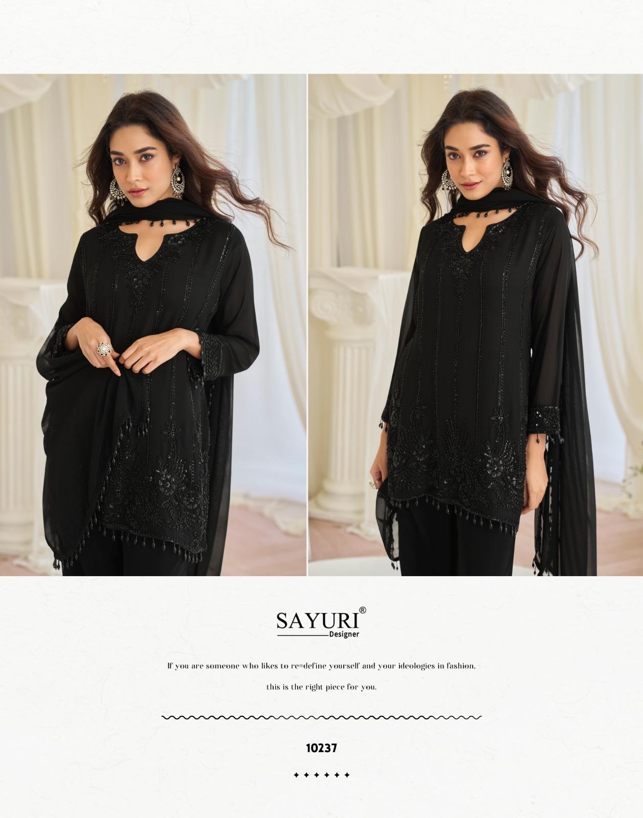 Sayuri Kajal Chinon Silk With Embroidered Designer Top Bottom And Dupatta