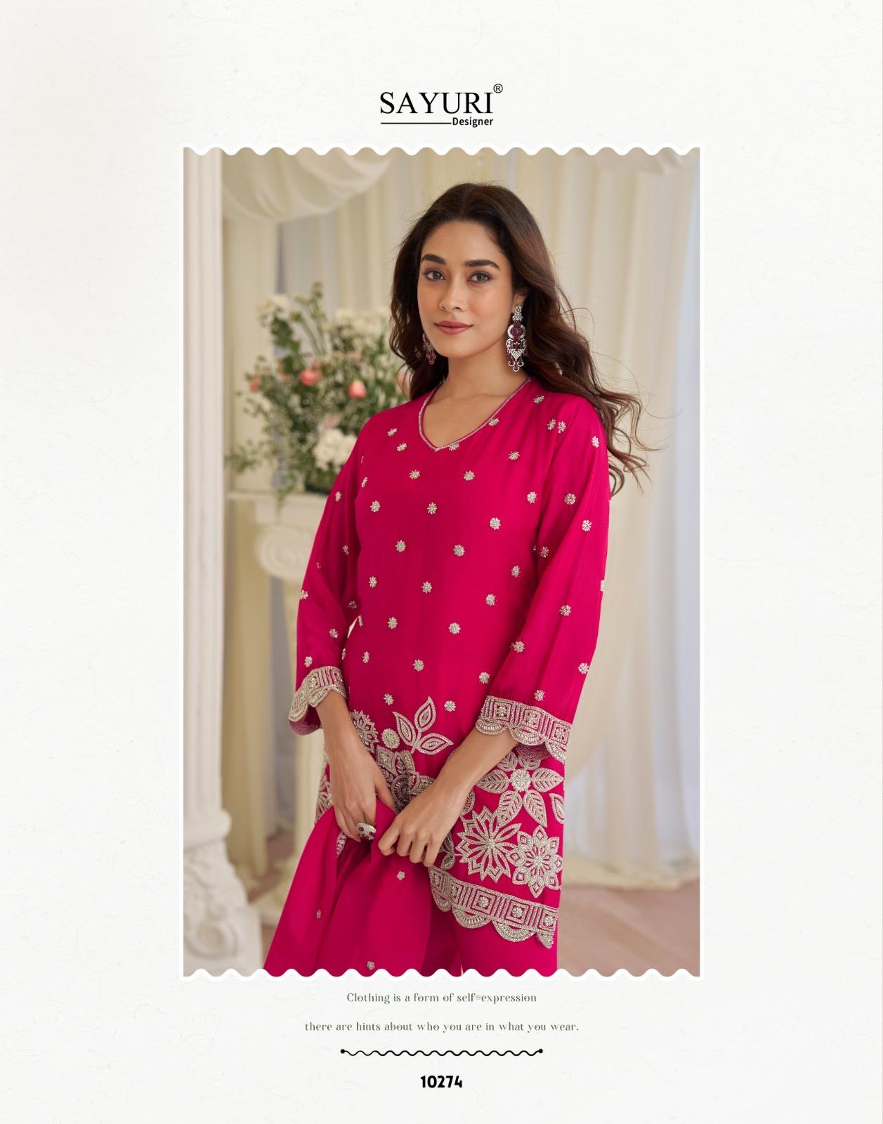 Sayuri Kajal Chinon Silk With Embroidered Designer Top Bottom And Dupatta