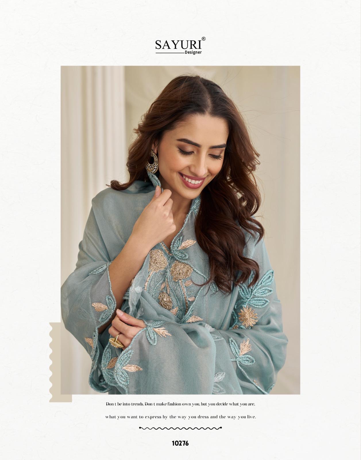 Sayuri Kajal Chinon Silk With Embroidered Designer Top Bottom And Dupatta
