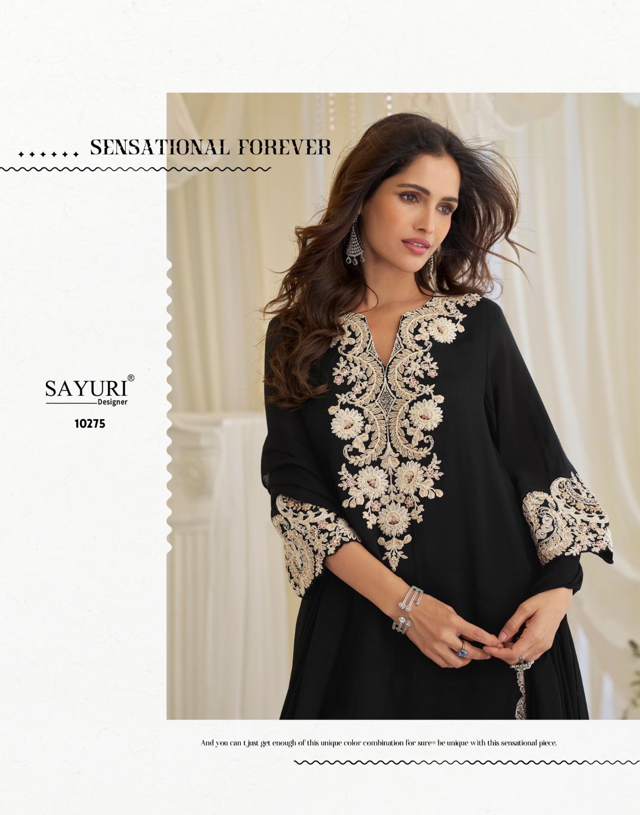 Sayuri Kajal Chinon Silk With Embroidered Designer Top Bottom And Dupatta