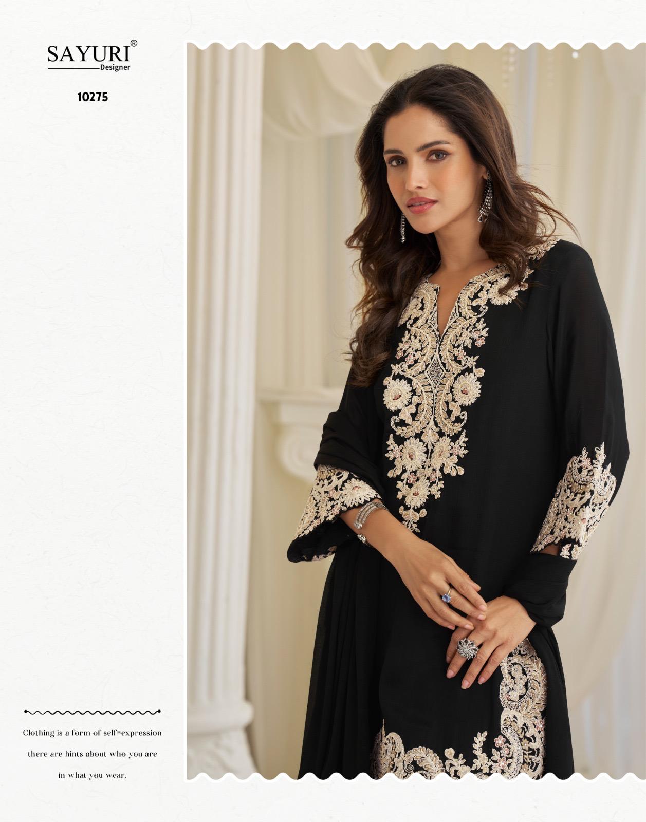 Sayuri Kajal Chinon Silk With Embroidered Designer Top Bottom And Dupatta