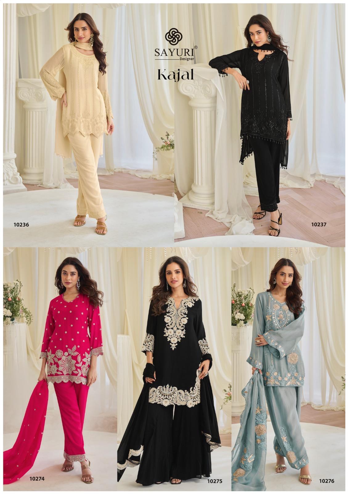 Sayuri Kajal Chinon Silk With Embroidered Designer Top Bottom And Dupatta