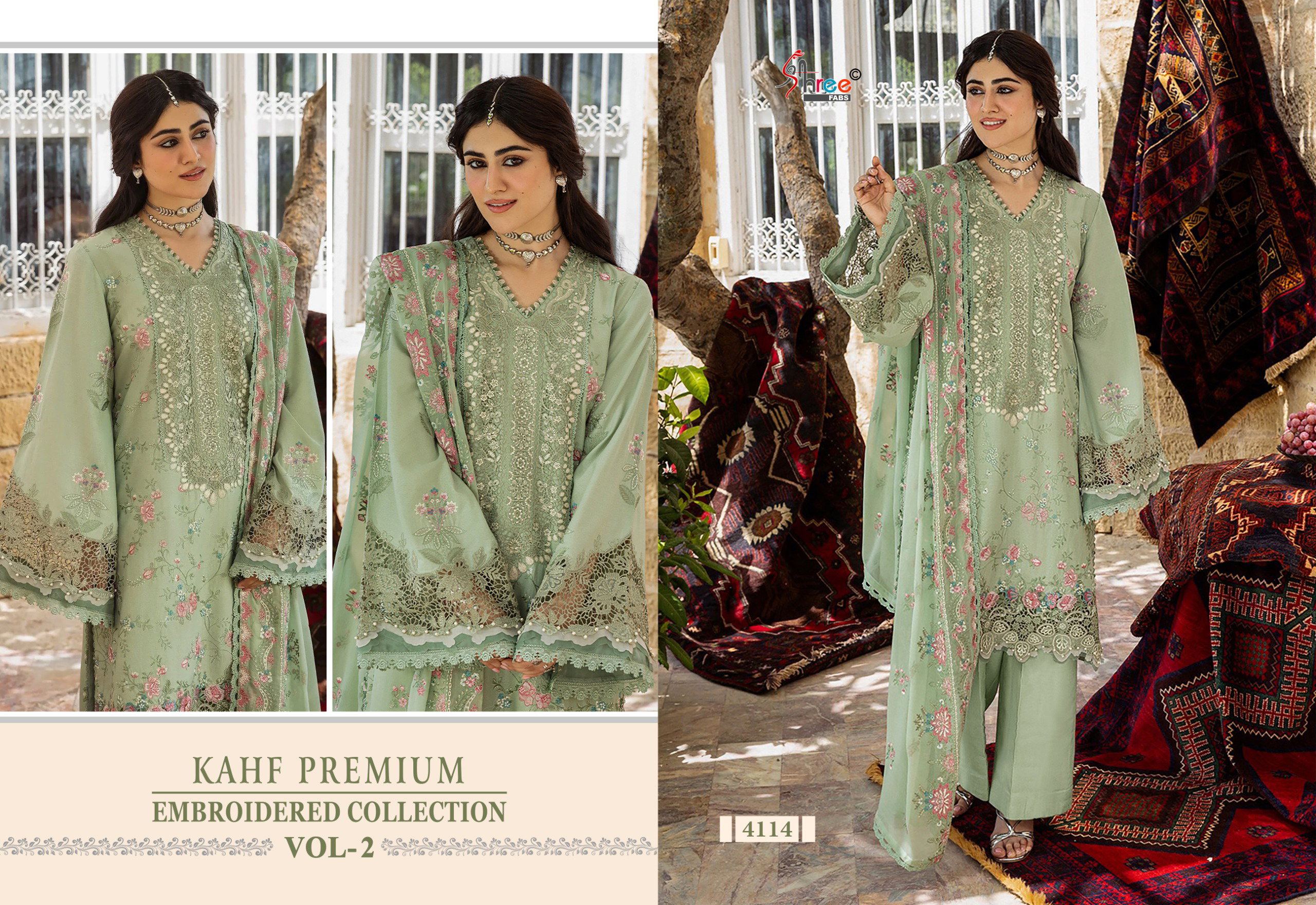 Shree Kahf Premium Embroidered Colllection Vol 2 Cotton Mal Dupatta Pakistani Suits