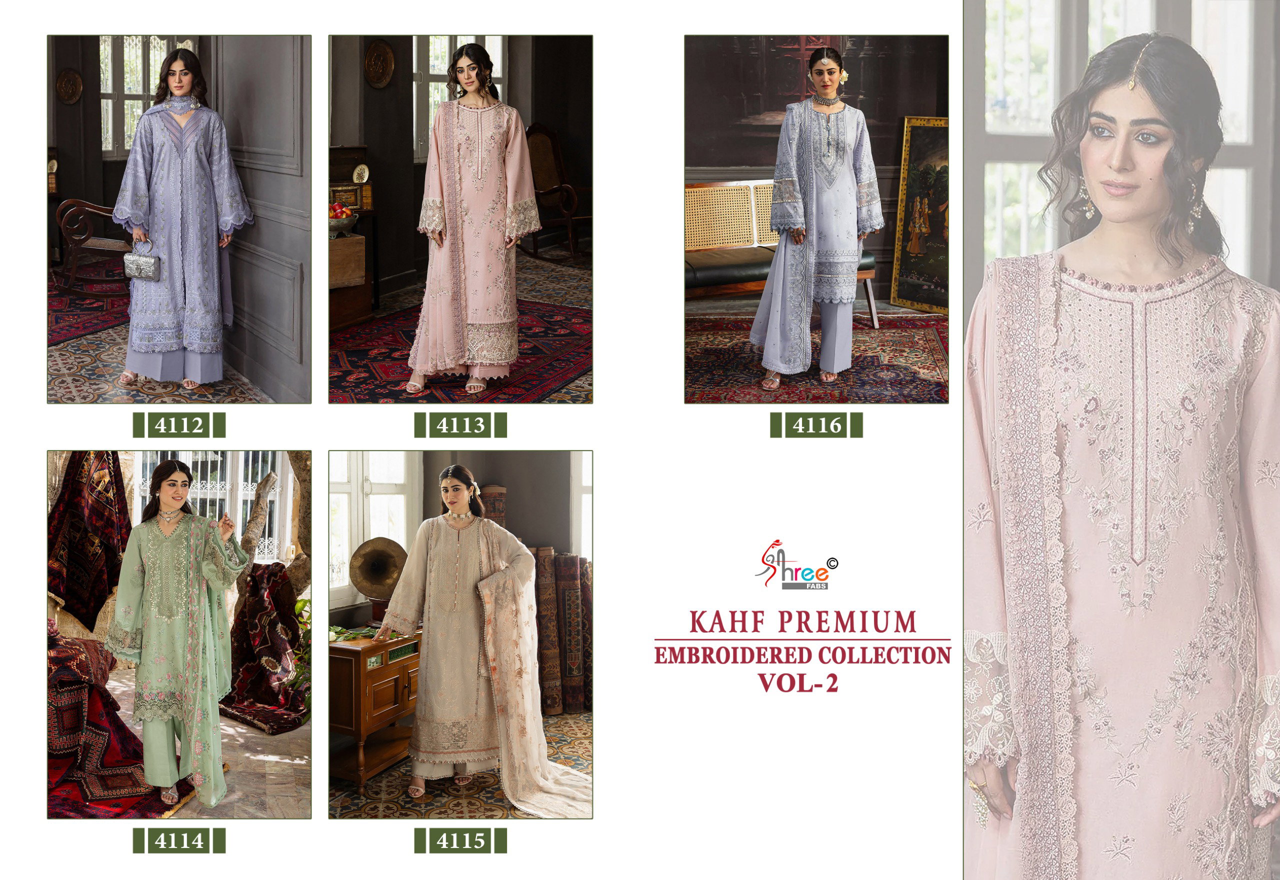 Shree Kahf Premium Embroidered Colllection Vol 2 Cotton Mal Dupatta Pakistani Suits